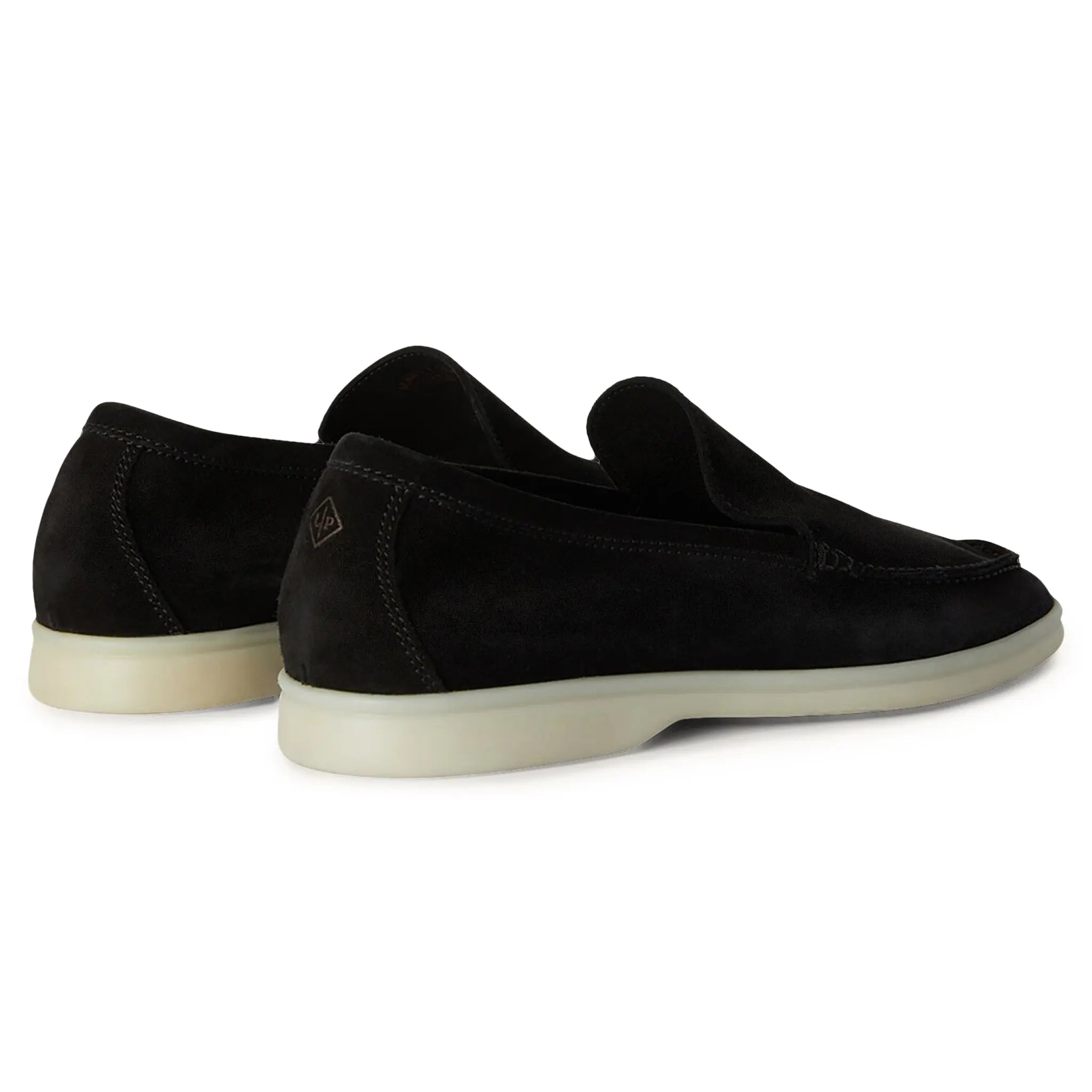 Back view of Loro Piana Summer Walk Suede Black Loafers