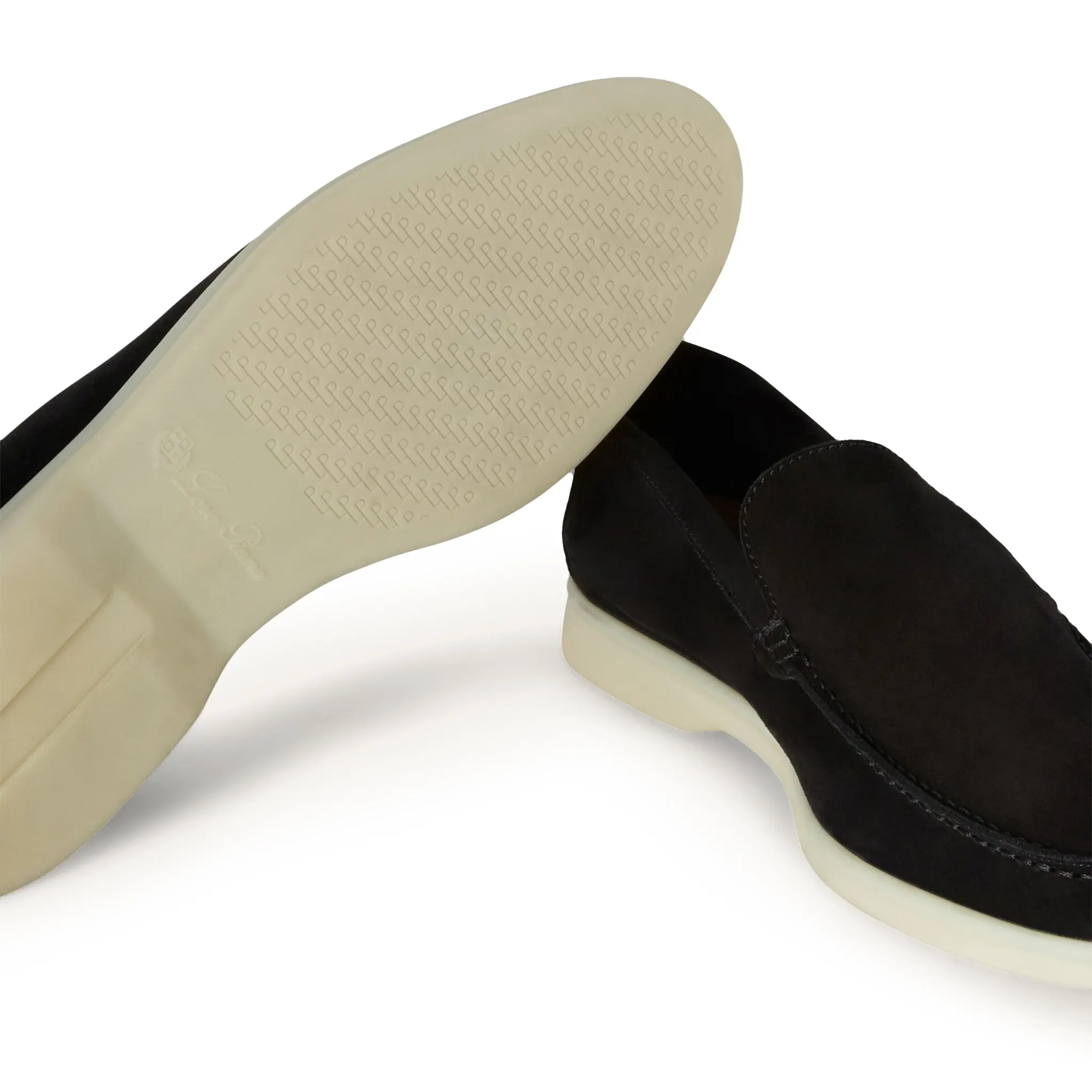 Image of Loro Piana Summer Walk Suede Black Loafers