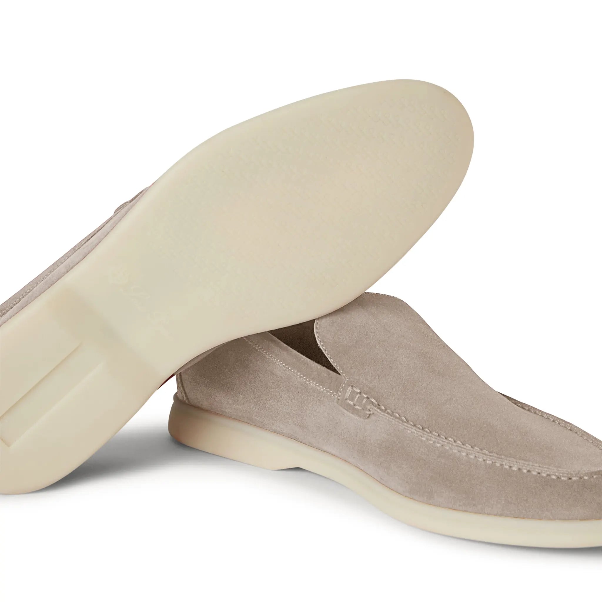 Sole View of Loro Piana Summer Walk Suede Classic Beige Loafers FAE8124_D840