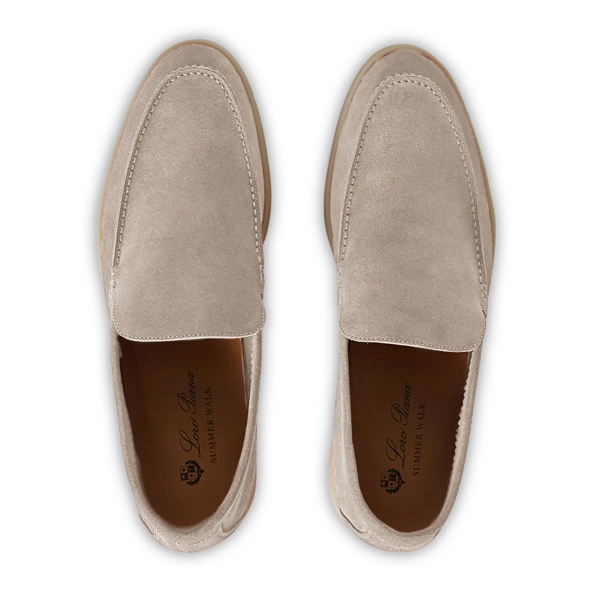 Upper View of Loro Piana Summer Walk Suede Classic Beige Loafers FAE8124_D840