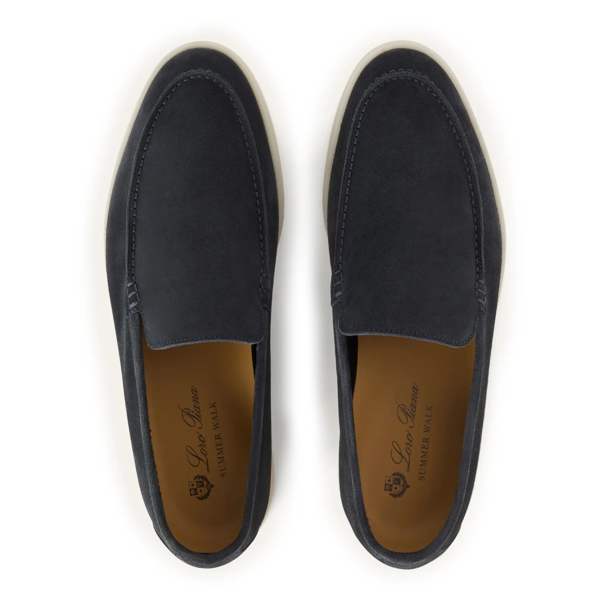 Top view of Loro Piana Summer Walk Suede Classic Blue Loafers
