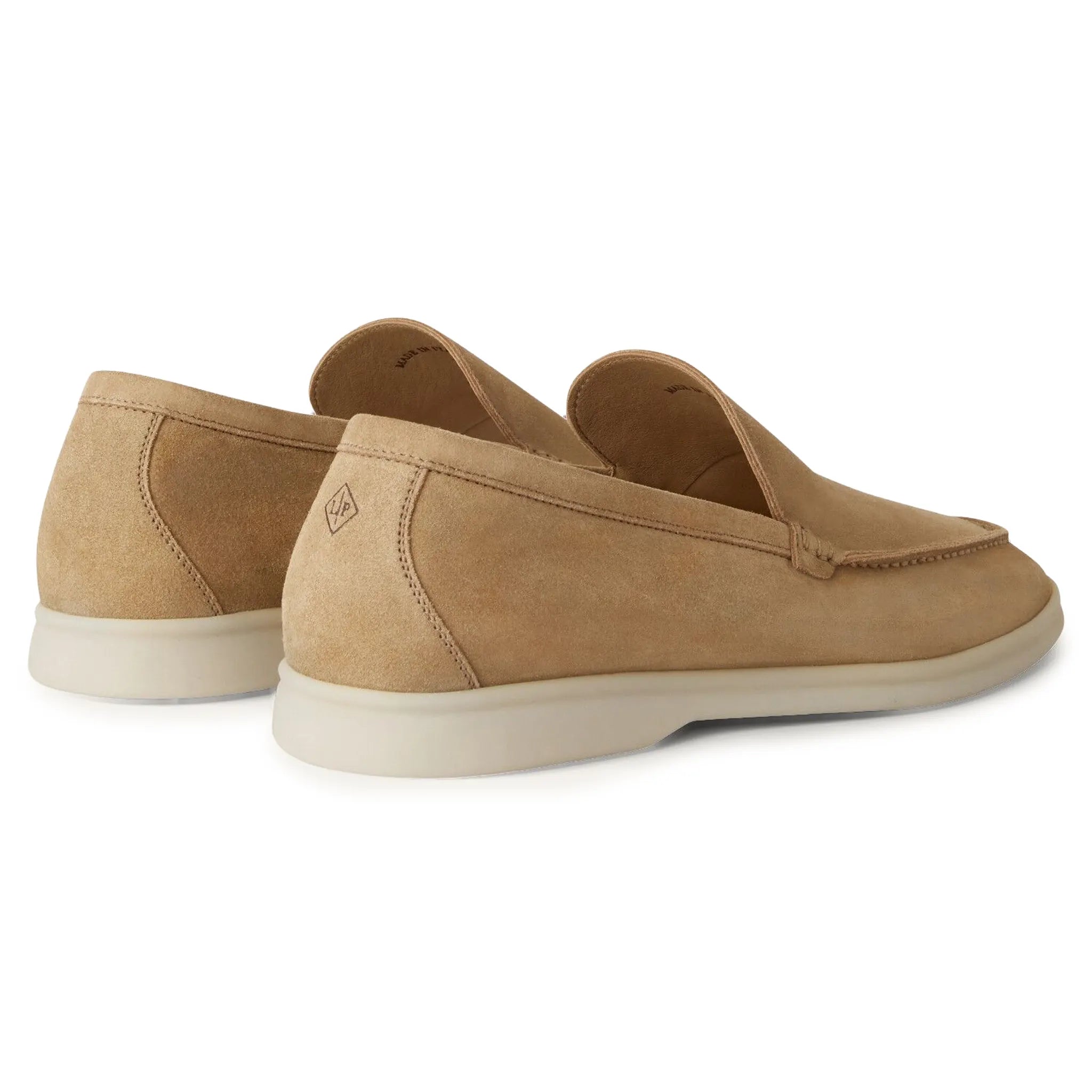 Back Side View of Loro Piana Summer Walk Suede Light Wood Smoke Loafers FAE8124