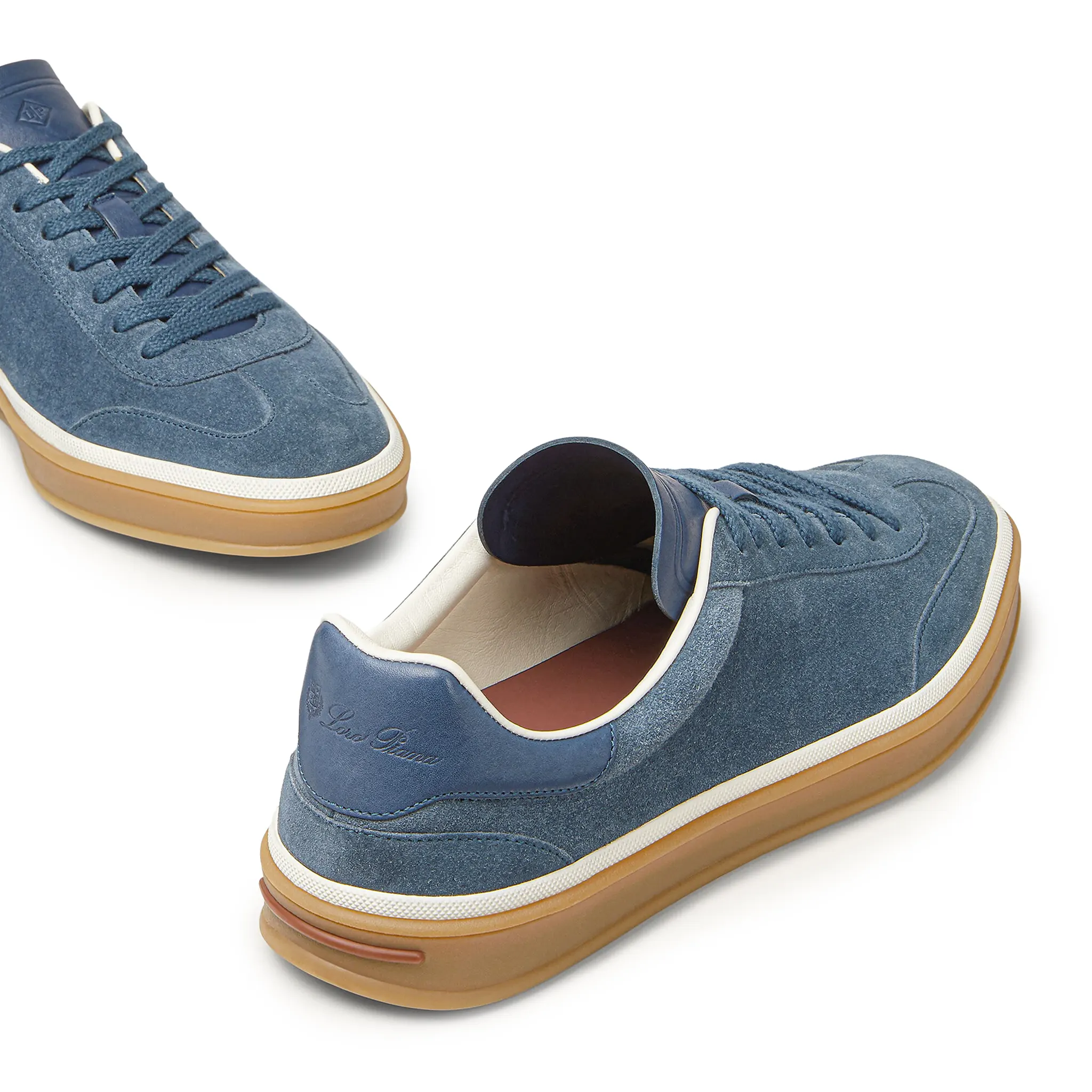 Back Side View of Loro Piana Tennis Walk Black Figs Sneaker (W) FAN8505_W1CQ