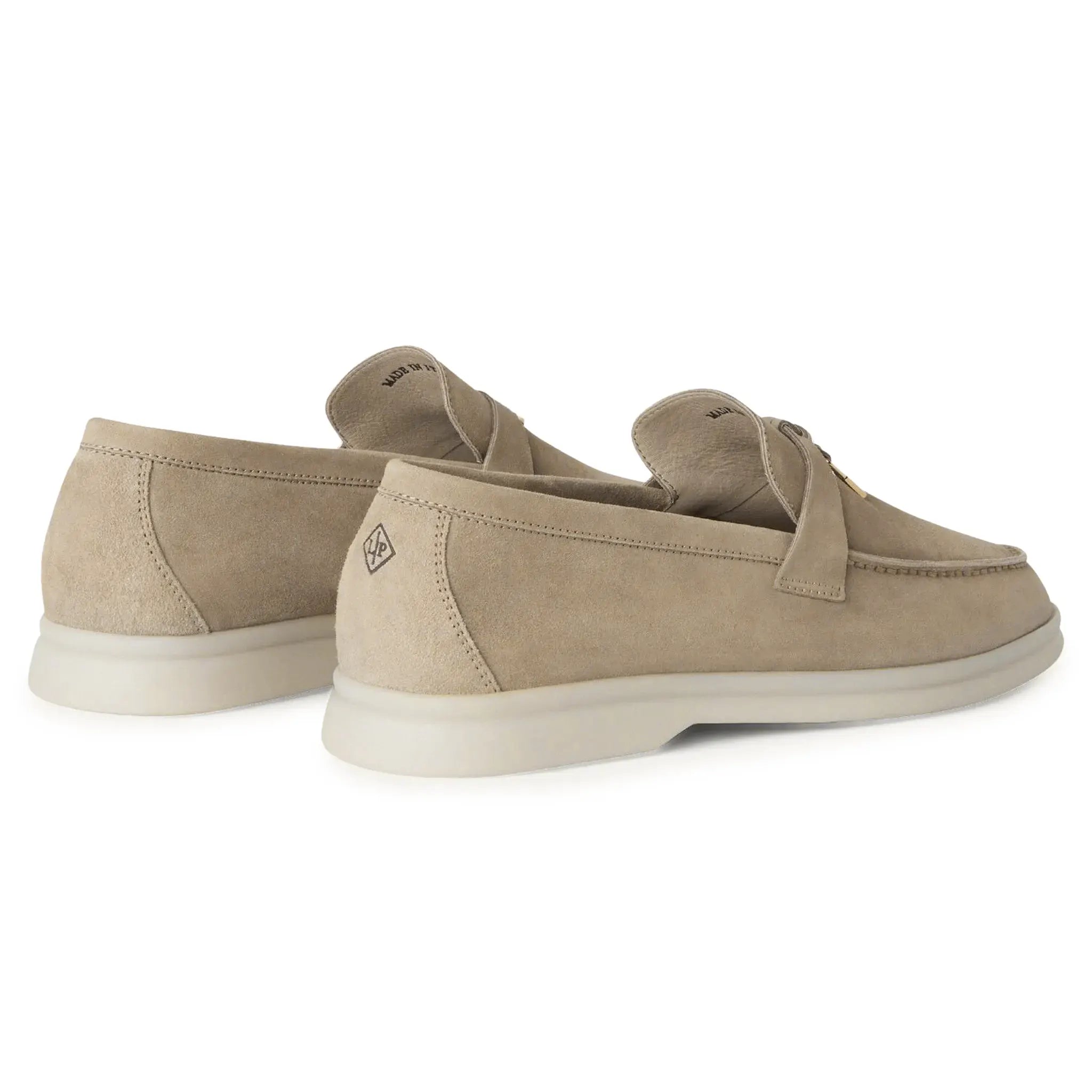 Back Side View of Loro Piana The Original Summer Charms Suede Beige Corda Loafers FAR1657_H1EE