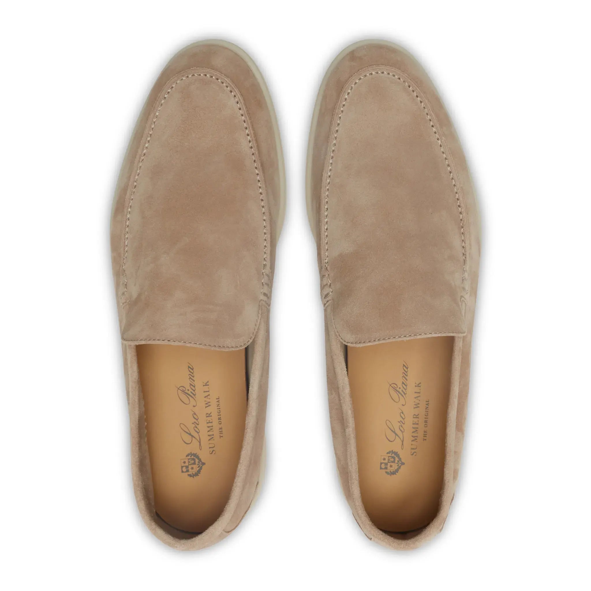 Upper View of Loro Piana Summer Walk Suede Beige Corda Loafers FSM0023_H1EE