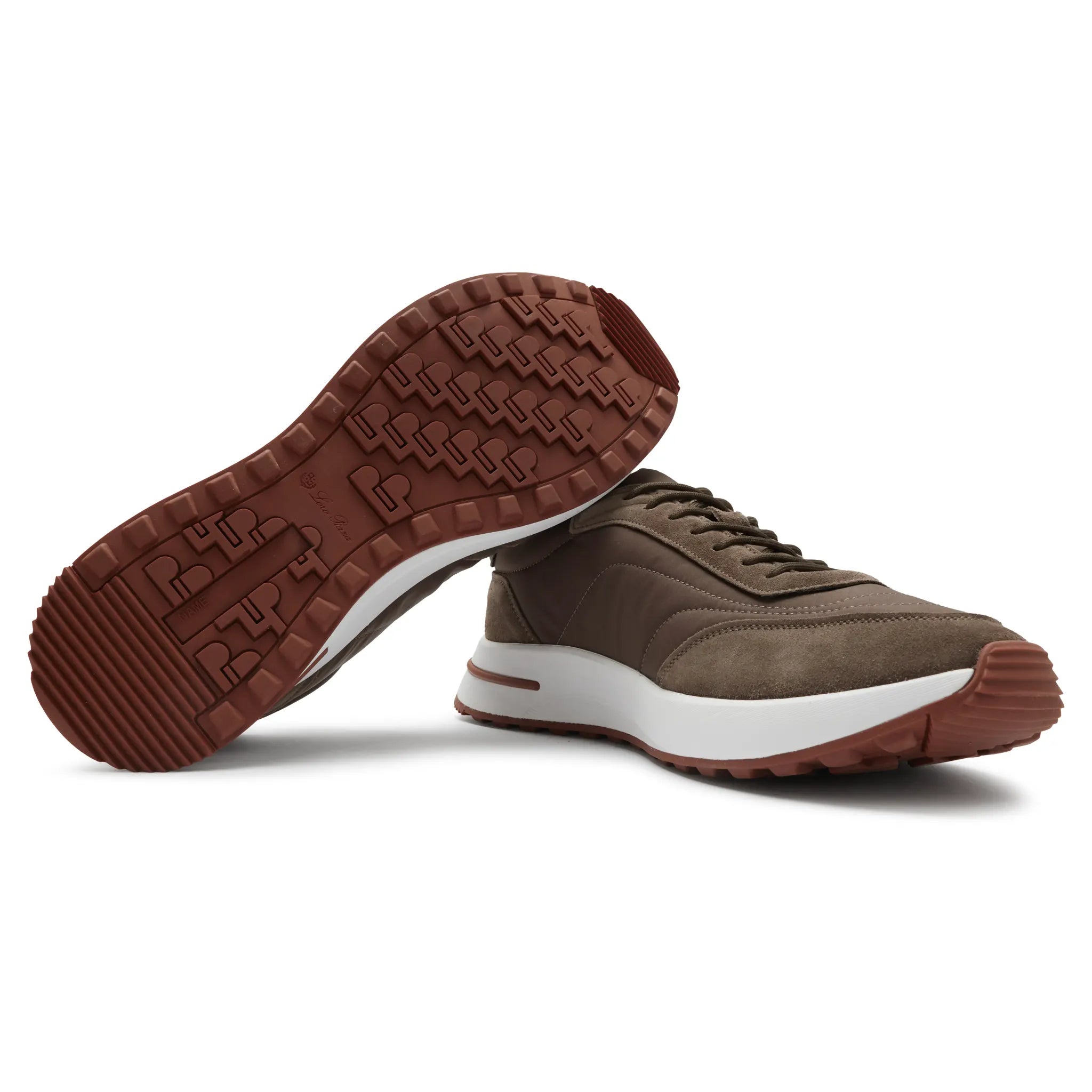 Sole View of Loro Piana Week End Walk Ancient Sage Sneaker FAM1719_50AL