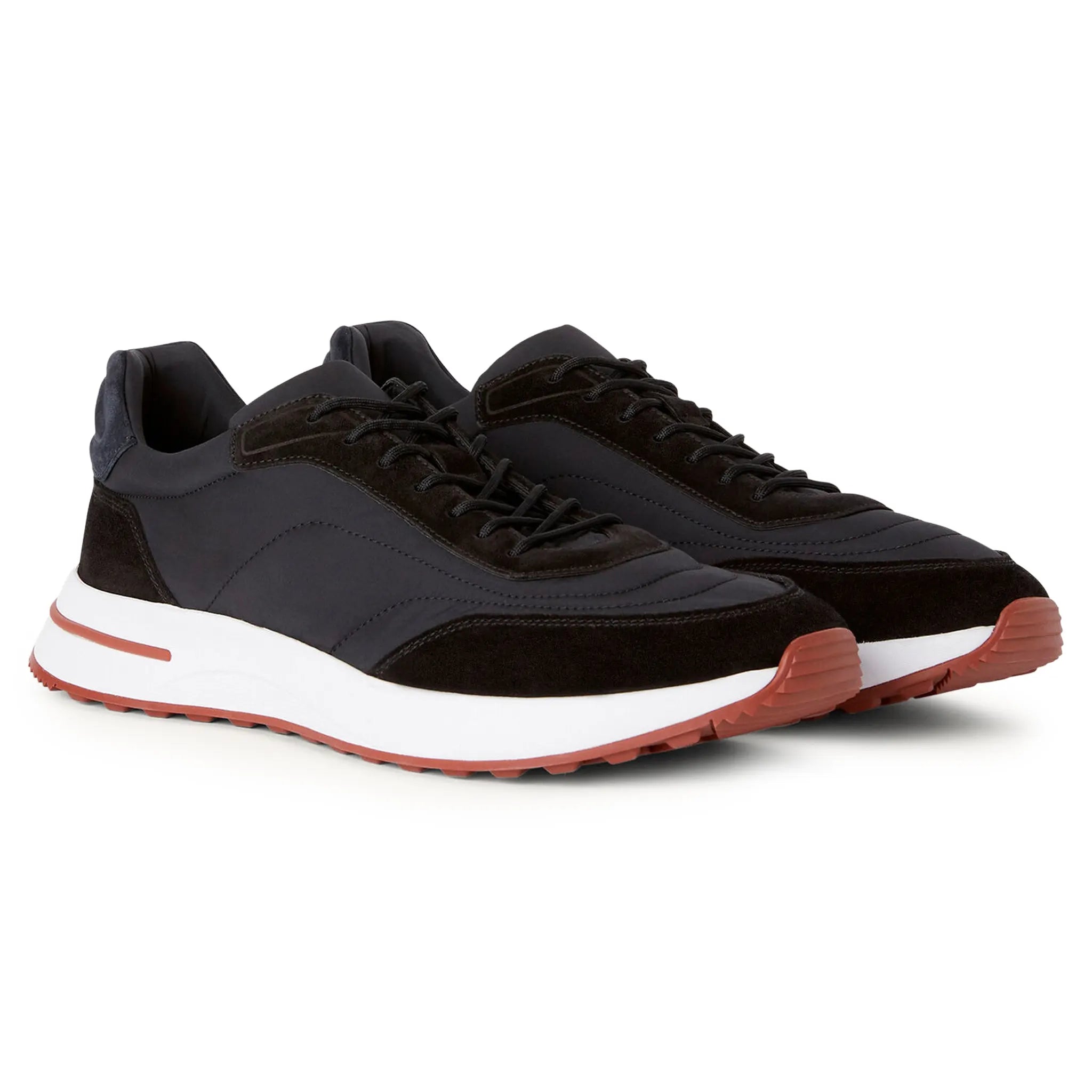 Front Side View of Loro Piana Week End Walk Black Sneaker FAP9780_8000