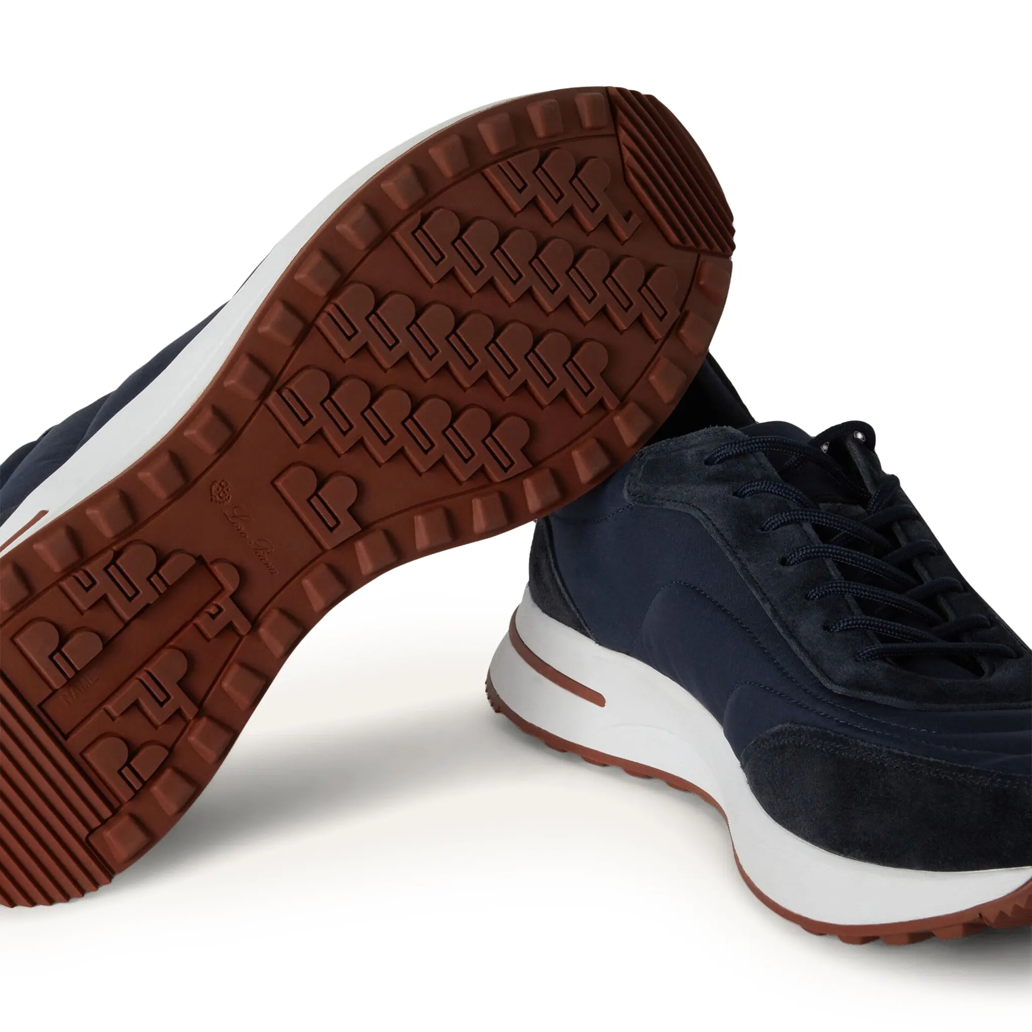 Sole Side View of Loro Piana Week End Walk Navy Blue Sneaker FAP9780_W000