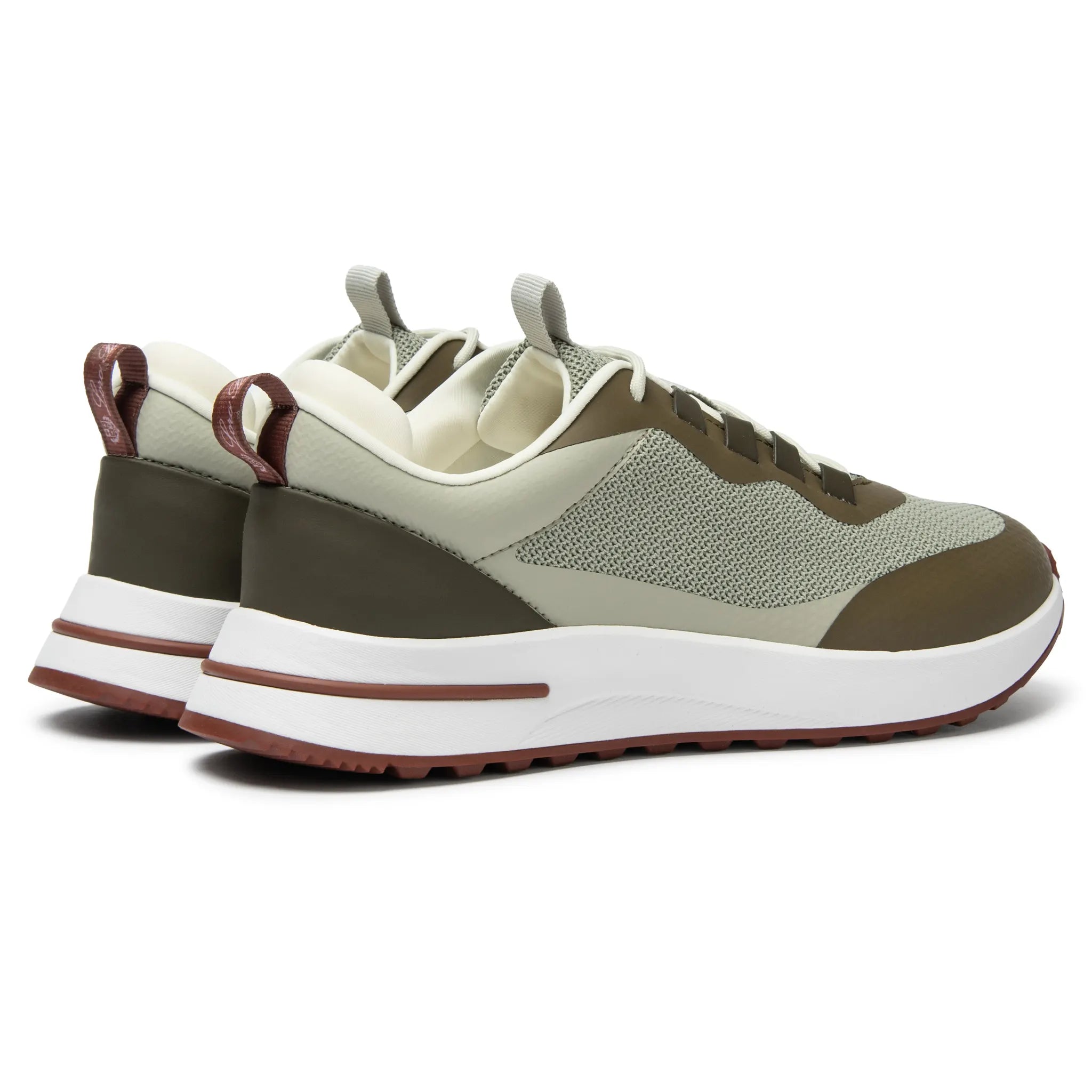 Back Side View of Loro Piana Week End Walk Frost Dark Green Linen Mesh Sneaker FAM1718_F7X9