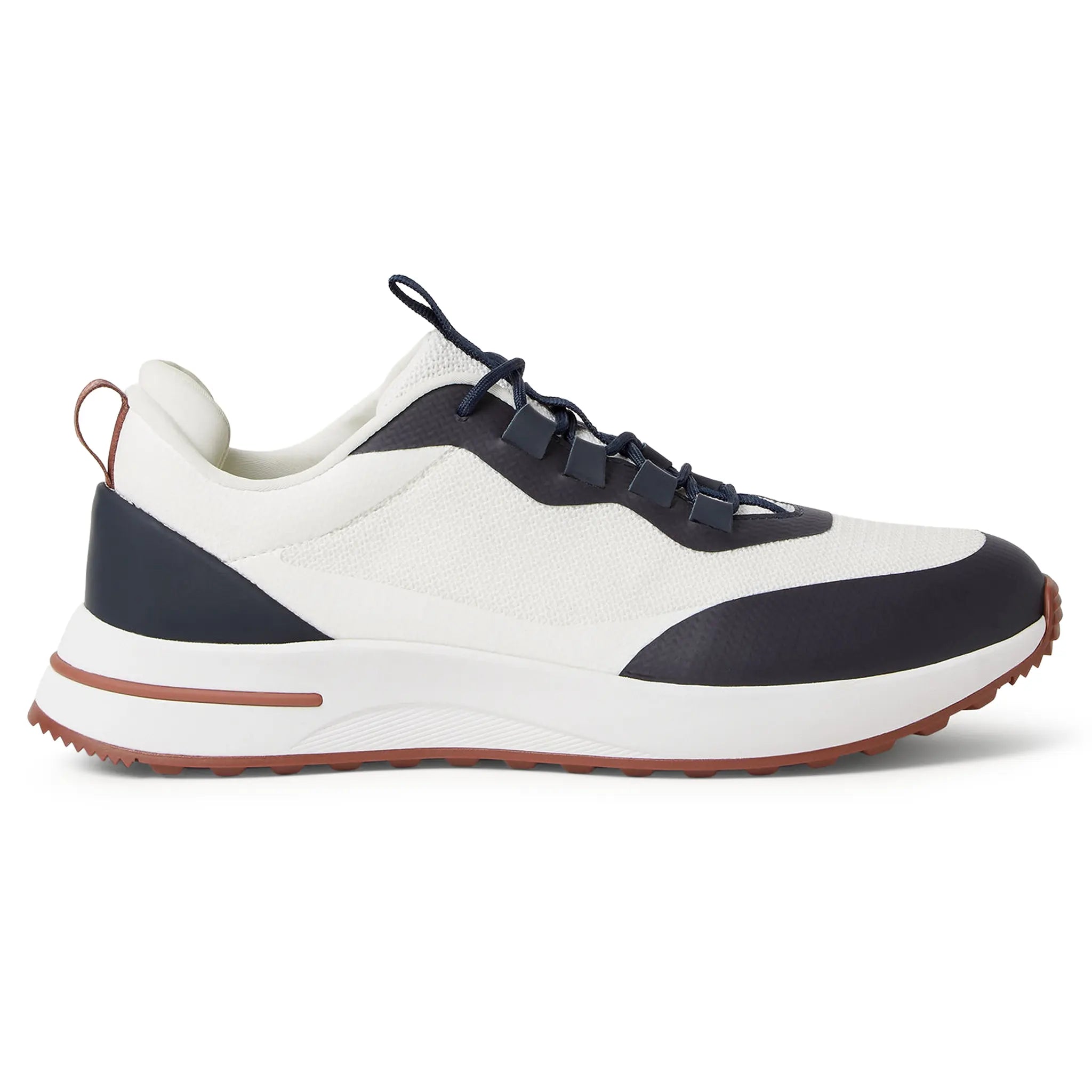 Side View of Loro Piana Week End Walk Frost White Sea Linen Mesh Sneaker FAM1718_F7XA