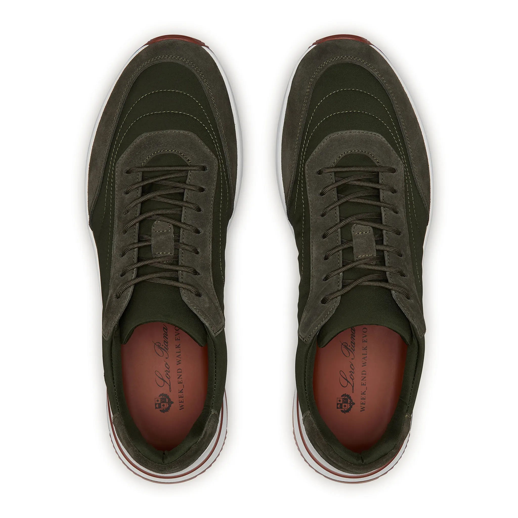 Upper View of Loro Piana Week End Walk Ireland Green Sneaker FAP9780_5406