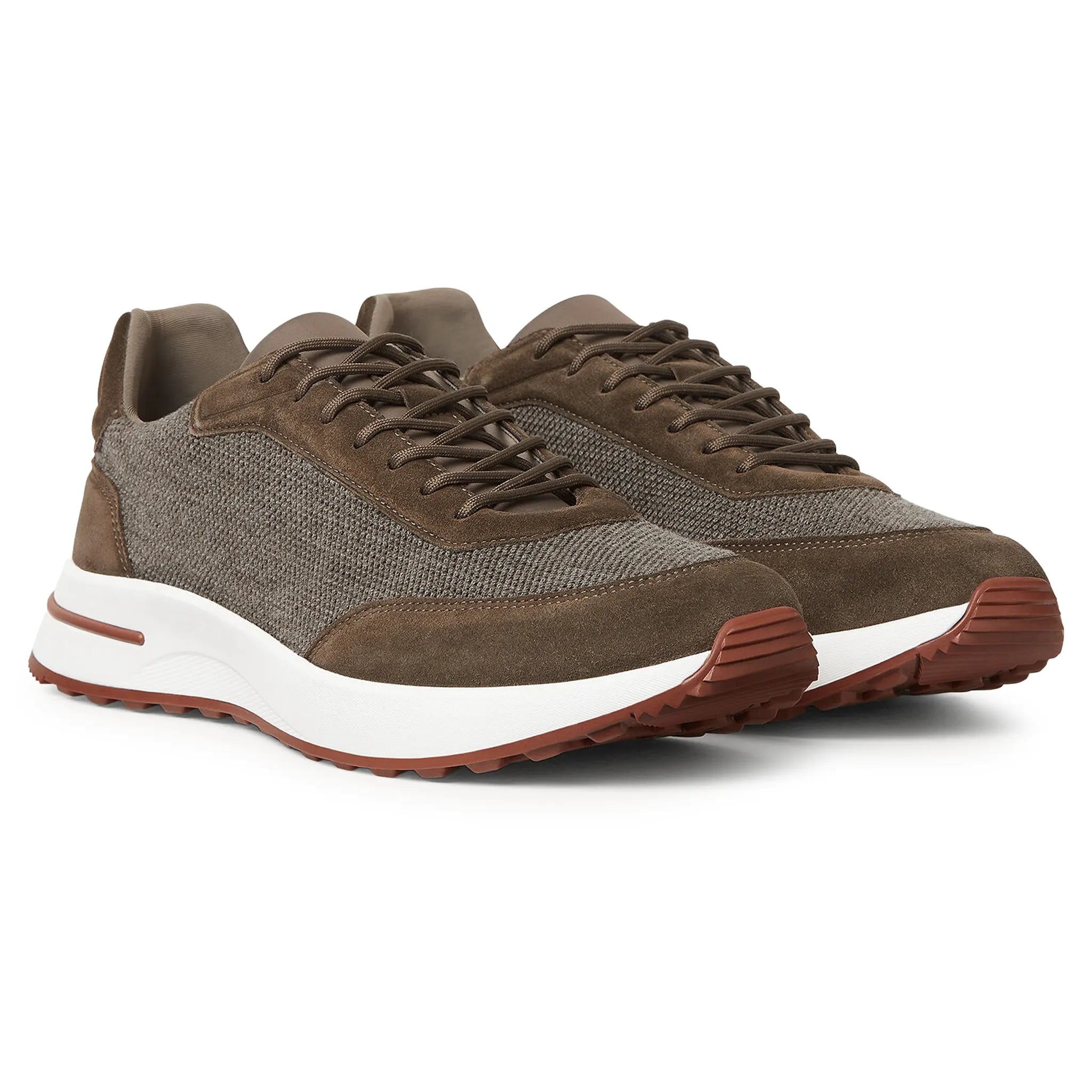 Front Side View of Loro Piana Week End Walk Pecora Nera Wool May Field Sneaker FAQ3270_H0YO