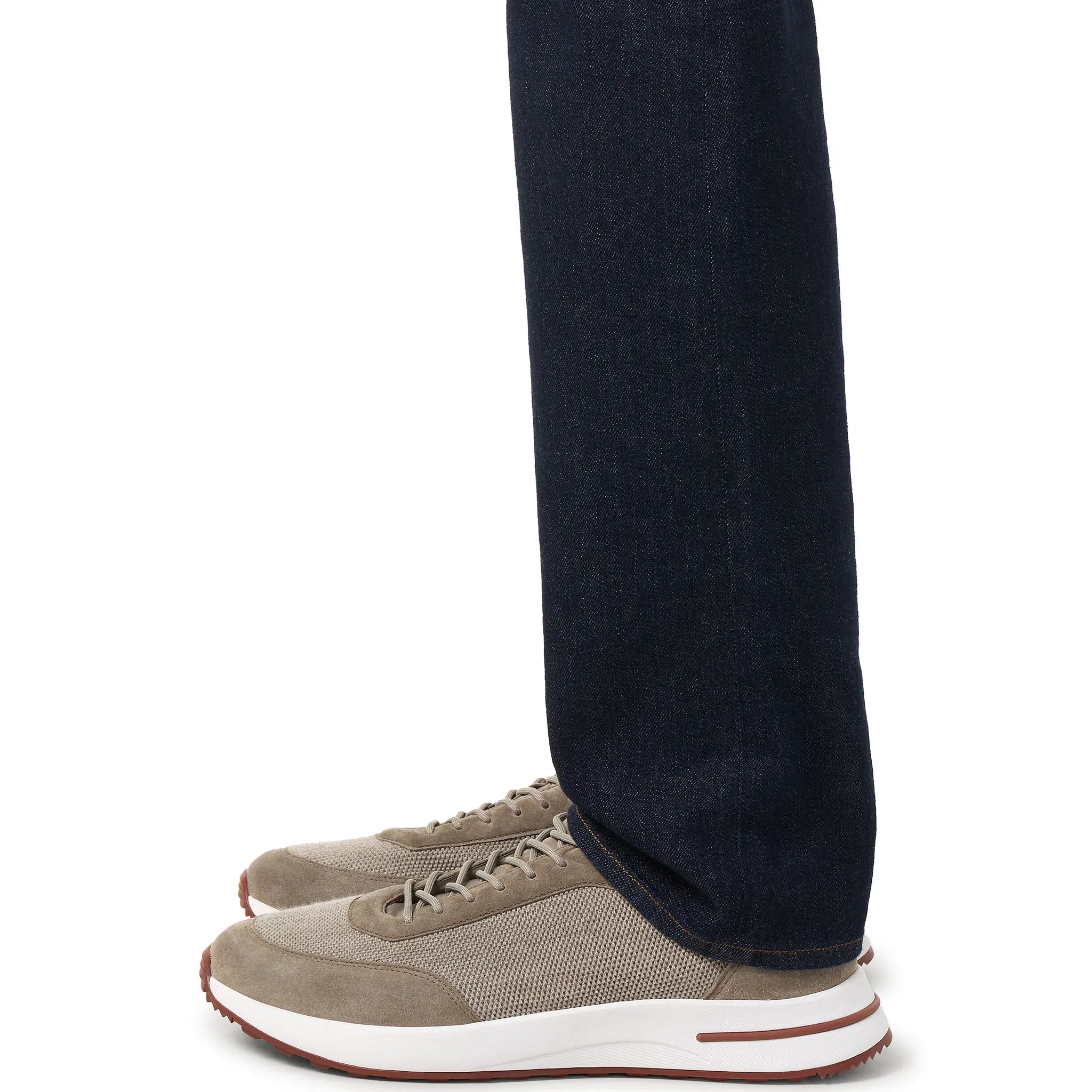 Model View of Loro Piana Week End Walk Pecora Nera Wheat Stitch Sneaker FAQ3270_D0RR