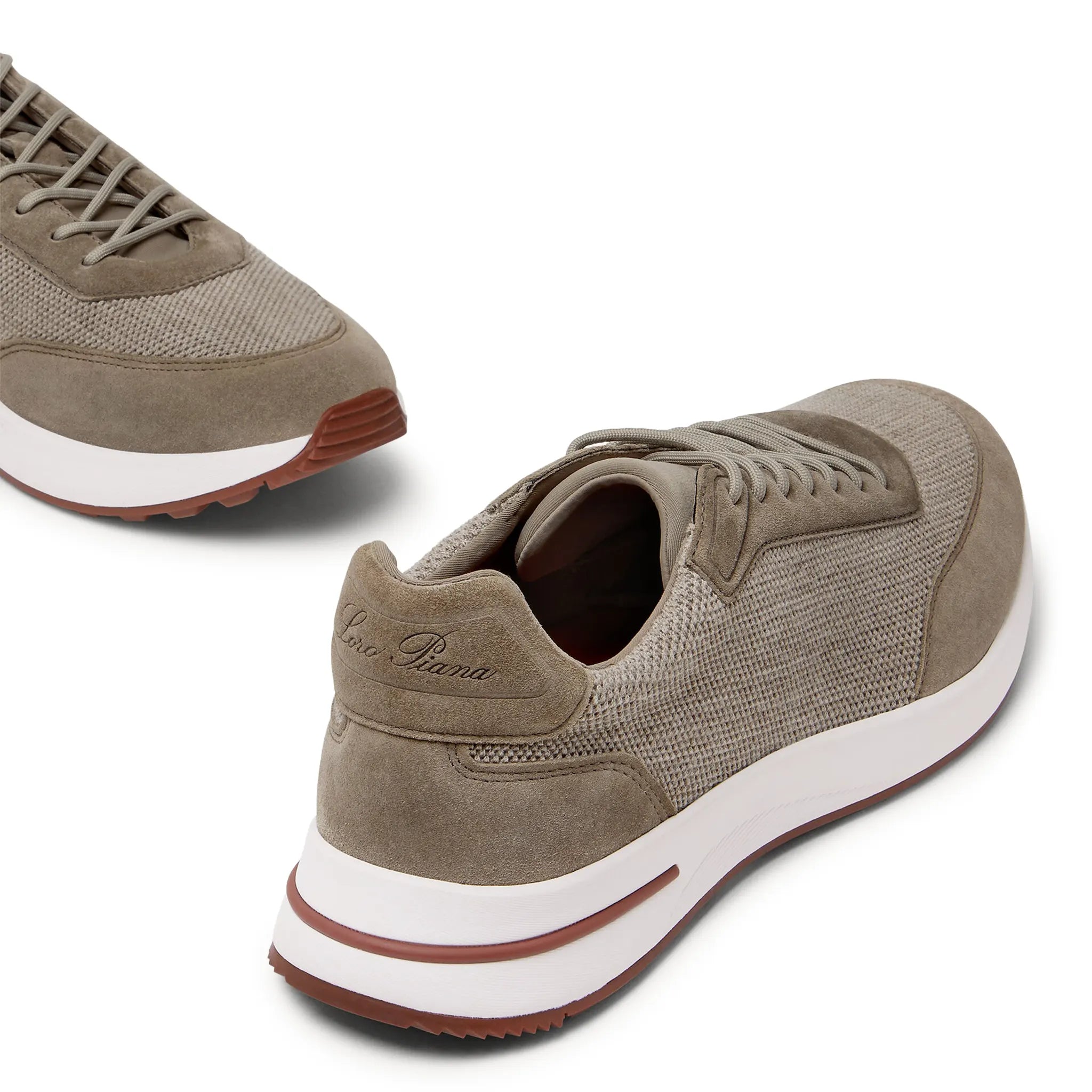 Side Back View of Loro Piana Week End Walk Pecora Nera Wheat Stitch Sneaker FAQ3270_D0RR