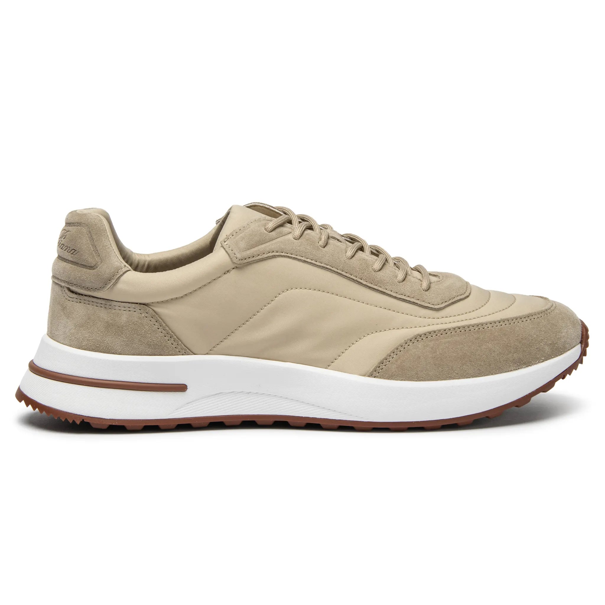 Front View of Loro Piana Week End Walk Sand Shell Sneaker FAP9780_D235