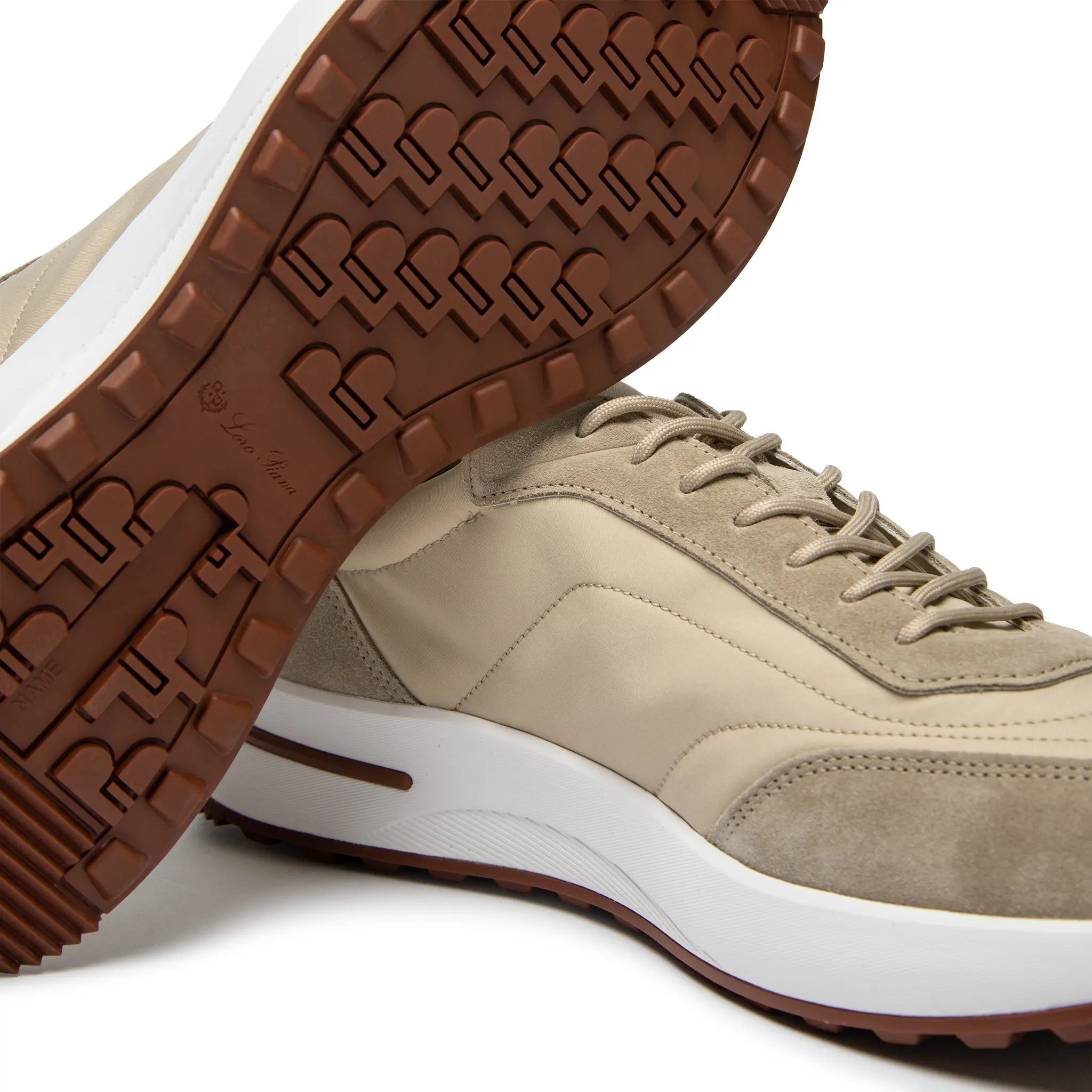 Sole Side View of Loro Piana Week End Walk Sand Shell Sneaker FAP9780_D235