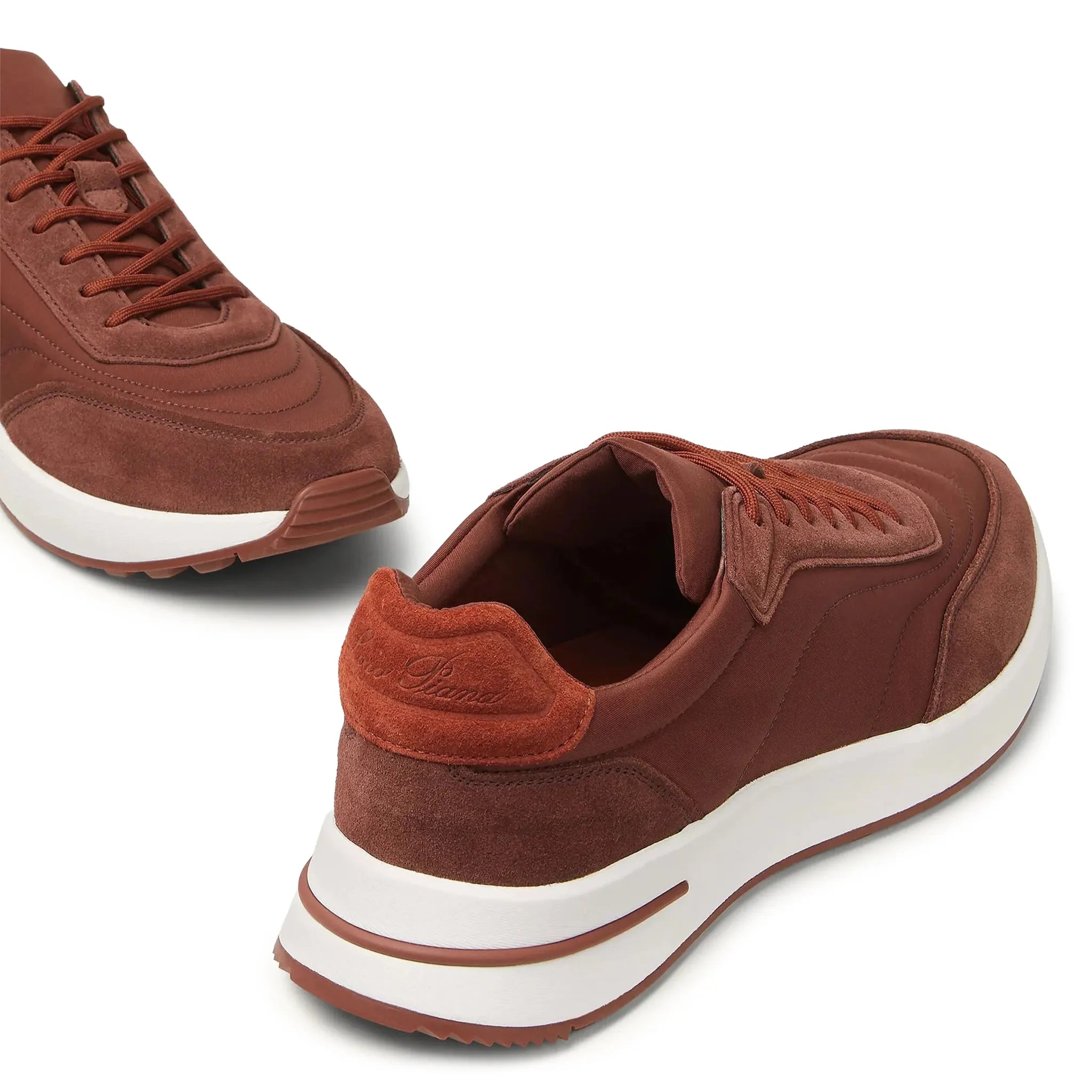 Back View of Loro Piana Week End Walk Sanguine Pencil Sneaker FAP9780_P0B2