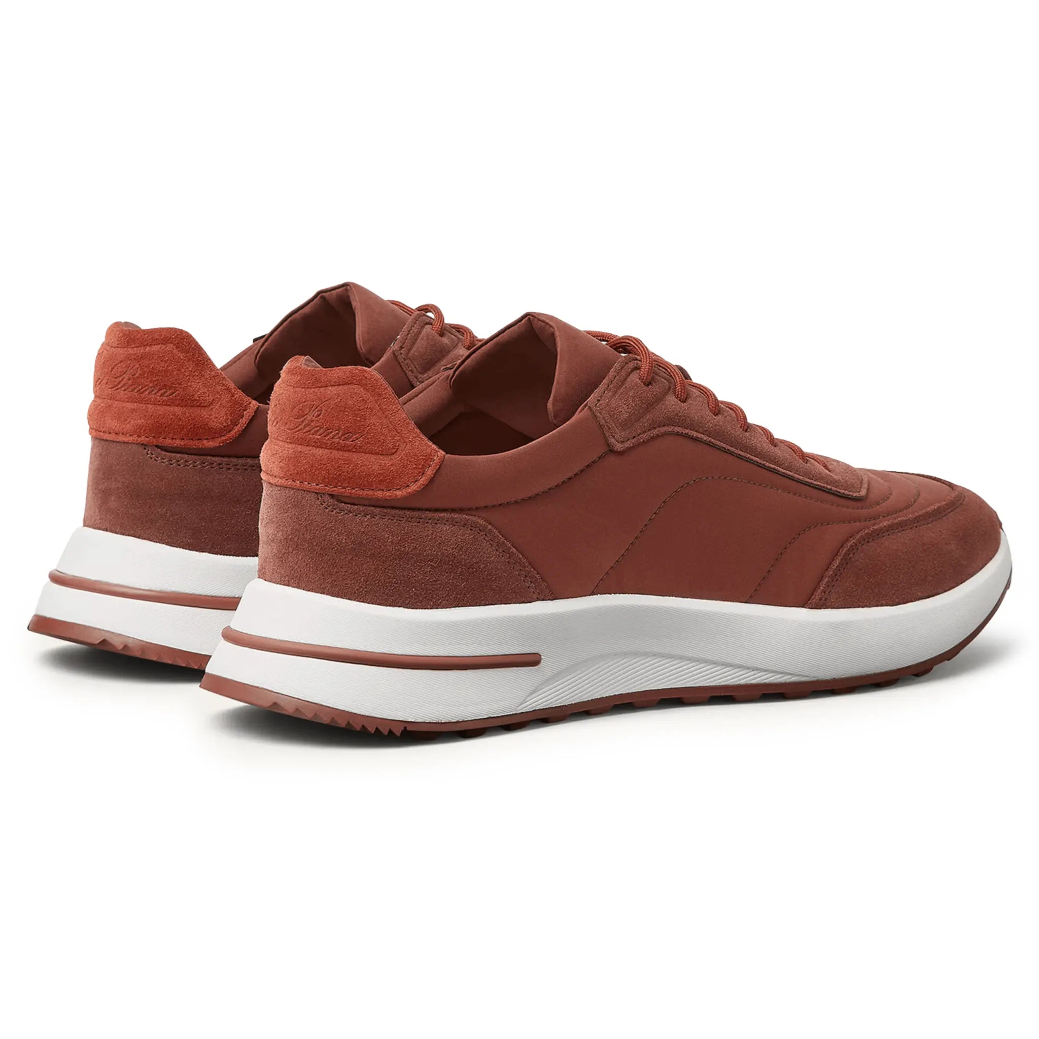 Back Side View of Loro Piana Week End Walk Sanguine Pencil Sneaker FAP9780_P0B2