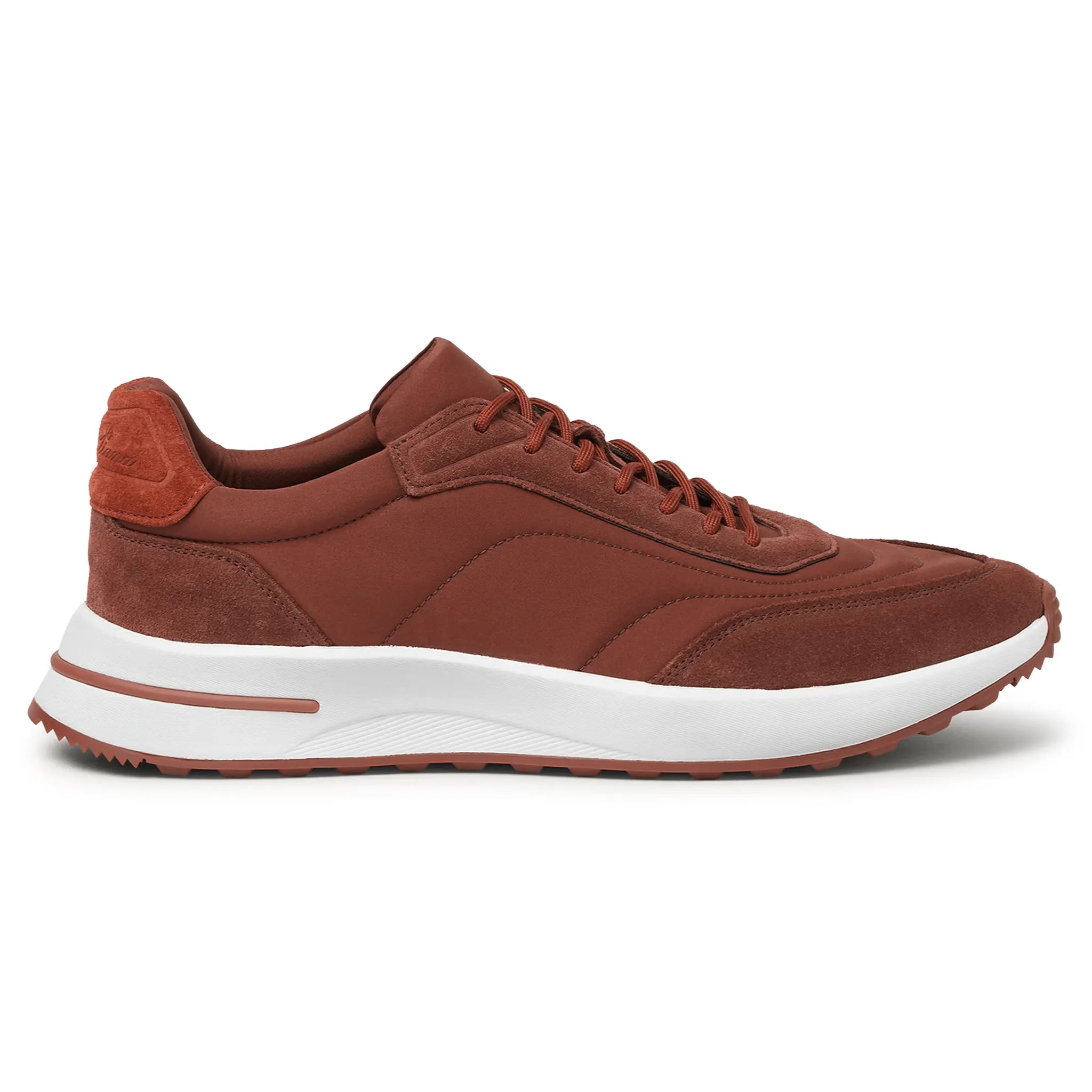 Side View of Loro Piana Week End Walk Sanguine Pencil Sneaker FAP9780_P0B2