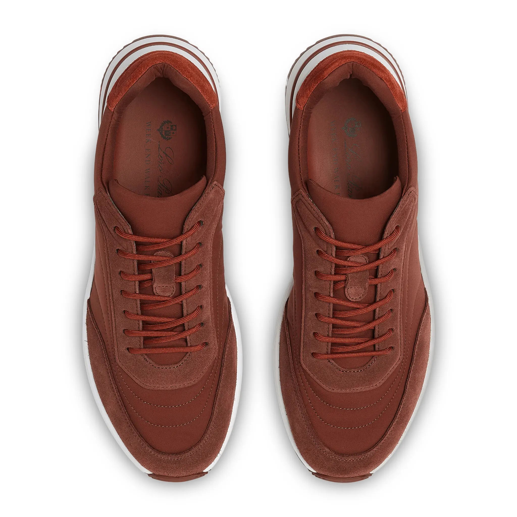 Upper View of Loro Piana Week End Walk Sanguine Pencil Sneaker FAP9780_P0B2