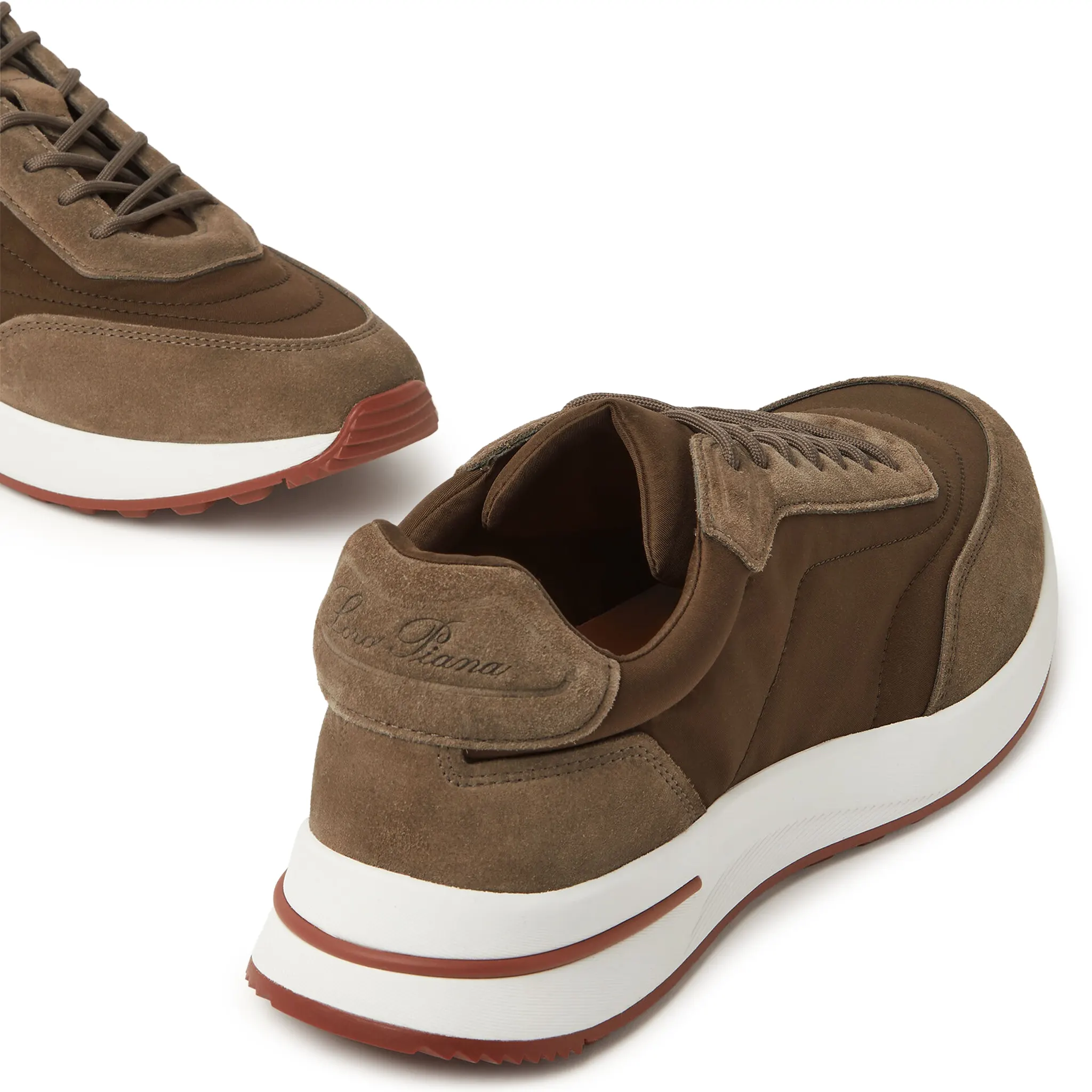 Back Side View Of Loro Piana Week End Walk Sequoia Sneaker FAP9780_H687