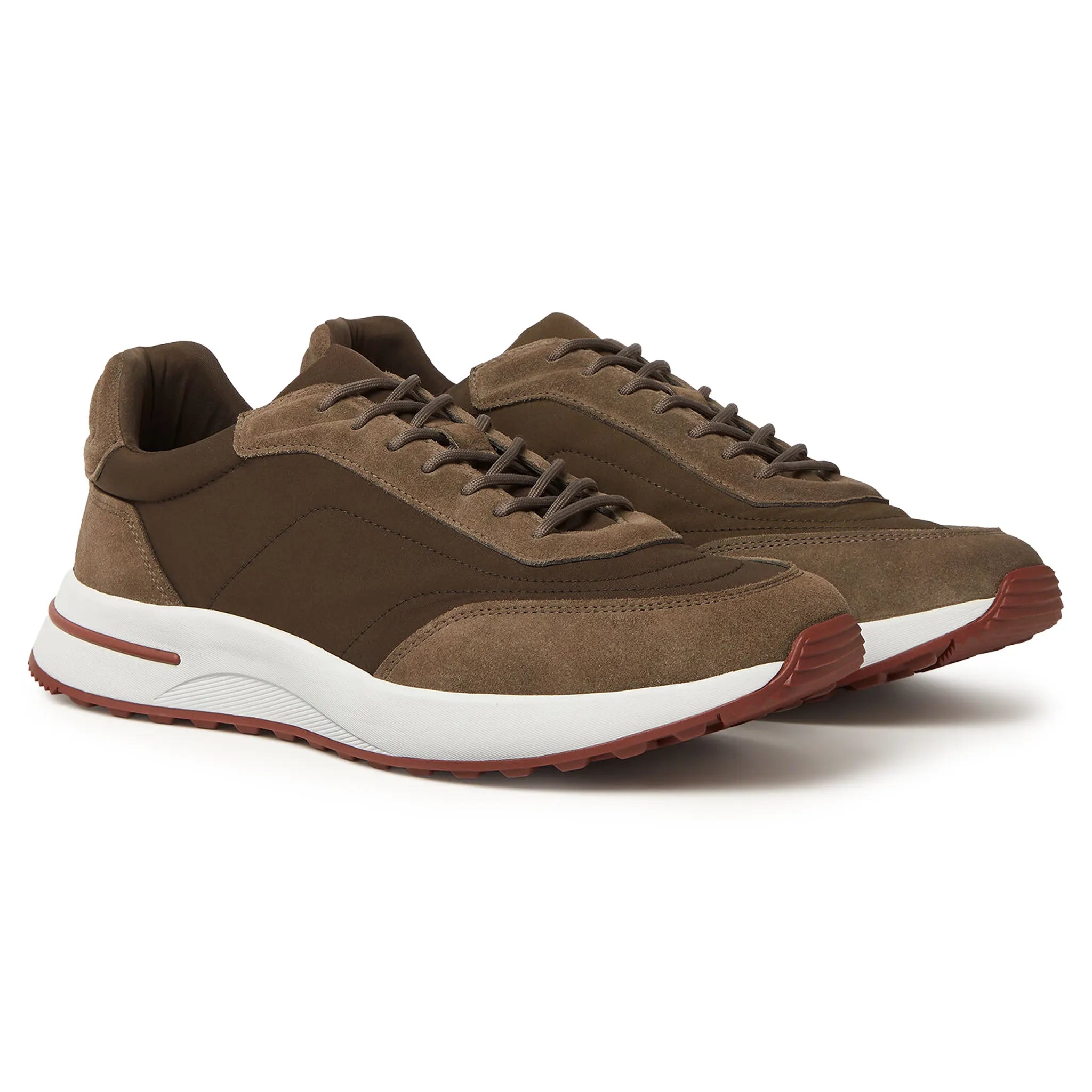 Front Side View Of Loro Piana Week End Walk Sequoia Sneaker FAP9780_H687