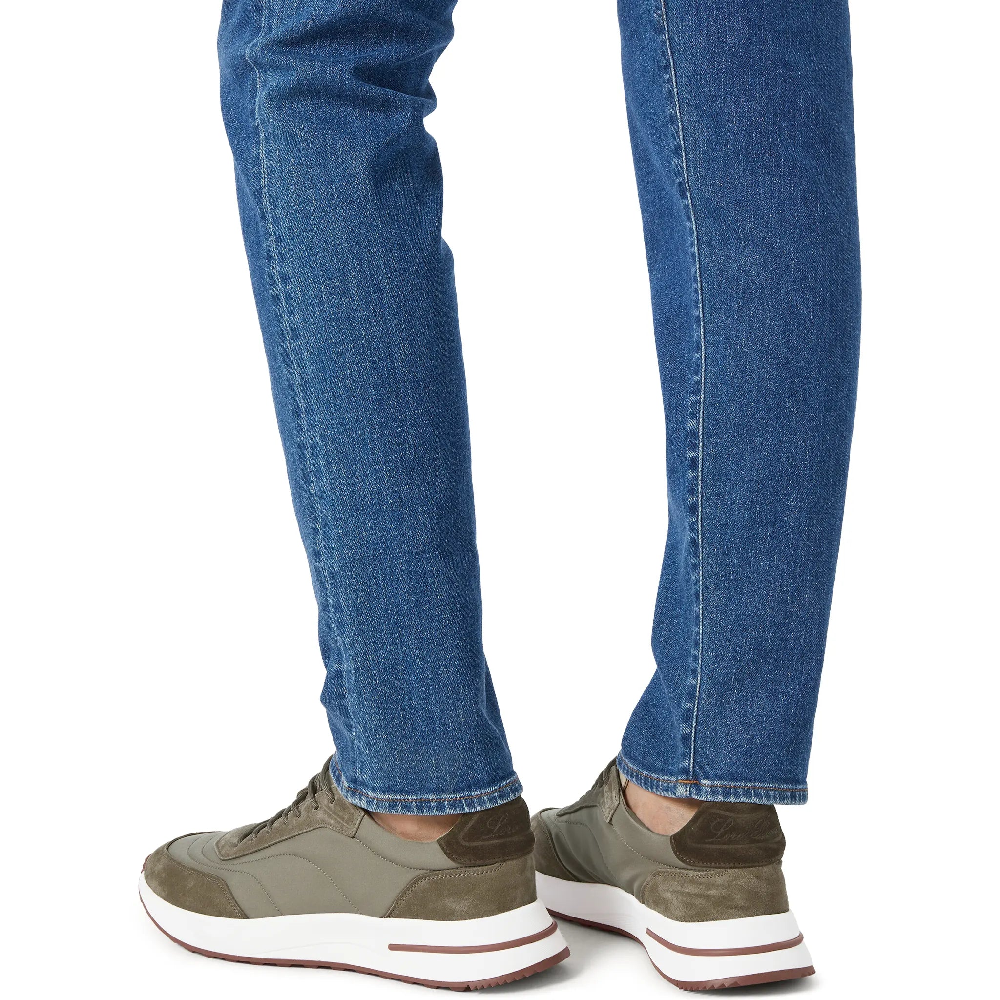 Model View of Loro Piana Week End Walk Tobacco Sneaker FAP9780_H785