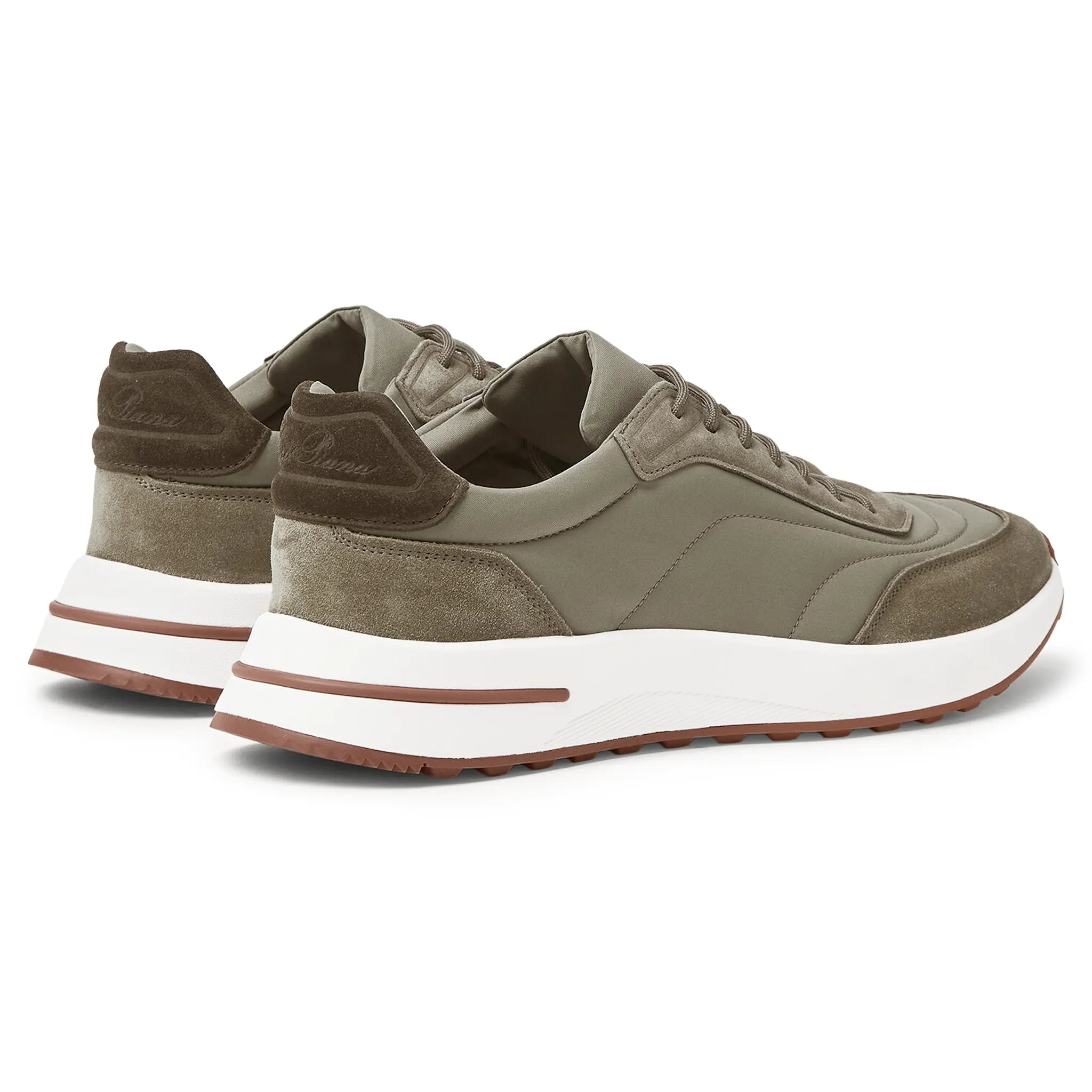 Back Side View of Loro Piana Week End Walk Tobacco Sneaker FAP9780_H785