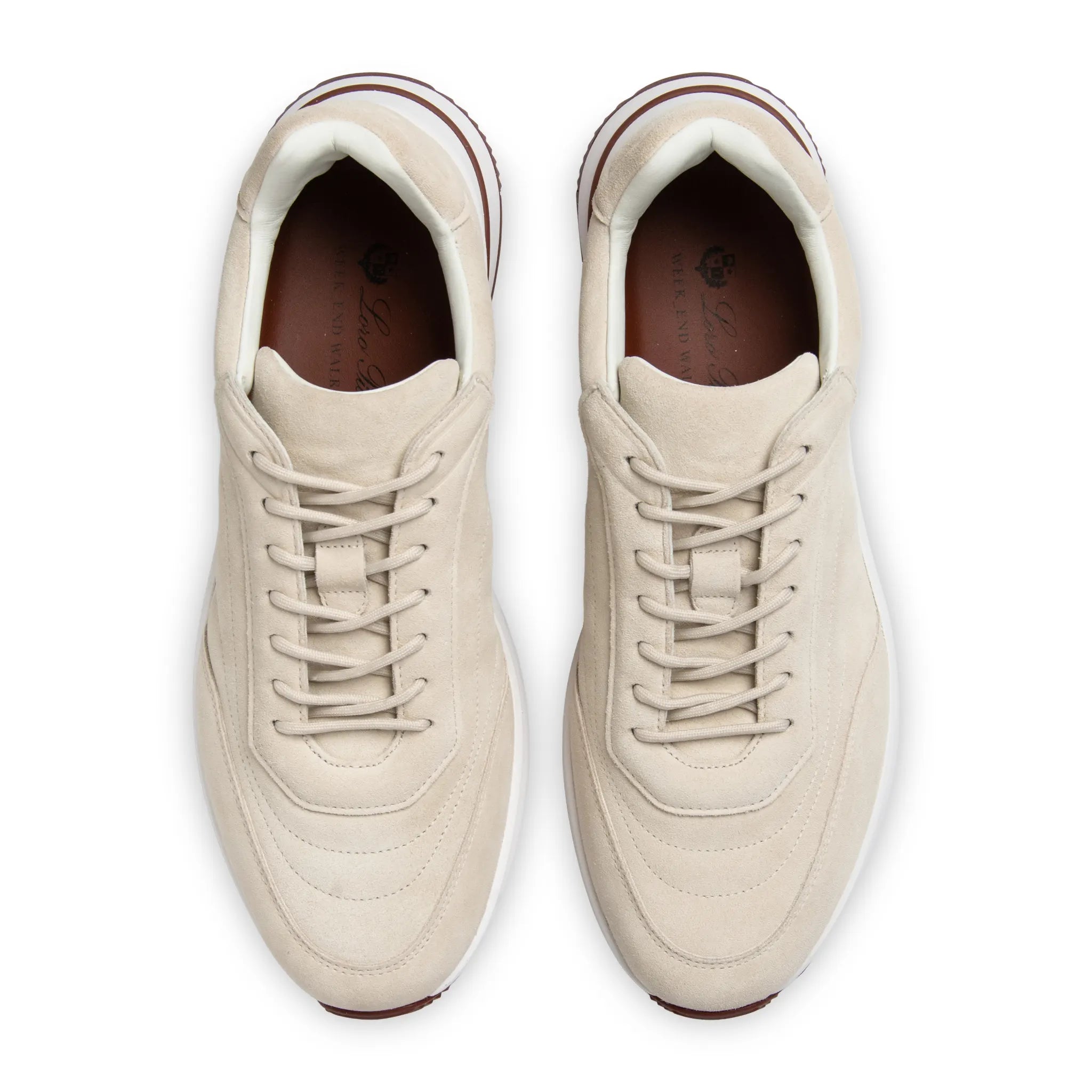 Upper View of Loro Piana Week End Walk White Oak Sneaker FSM0216_A0V4