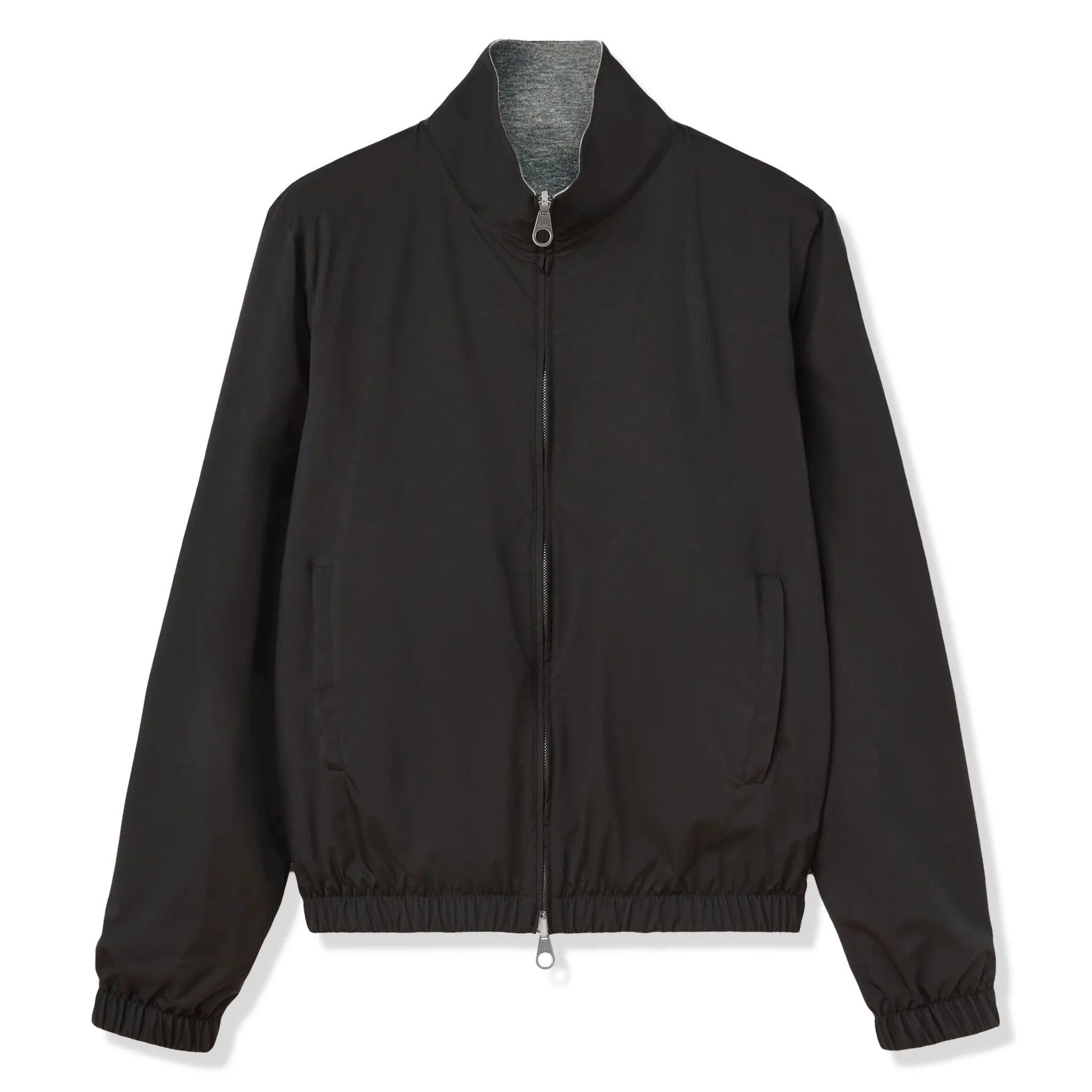 Loro Piana Windmate Storm System Onyx Flannel Melange Bomber Jacket
