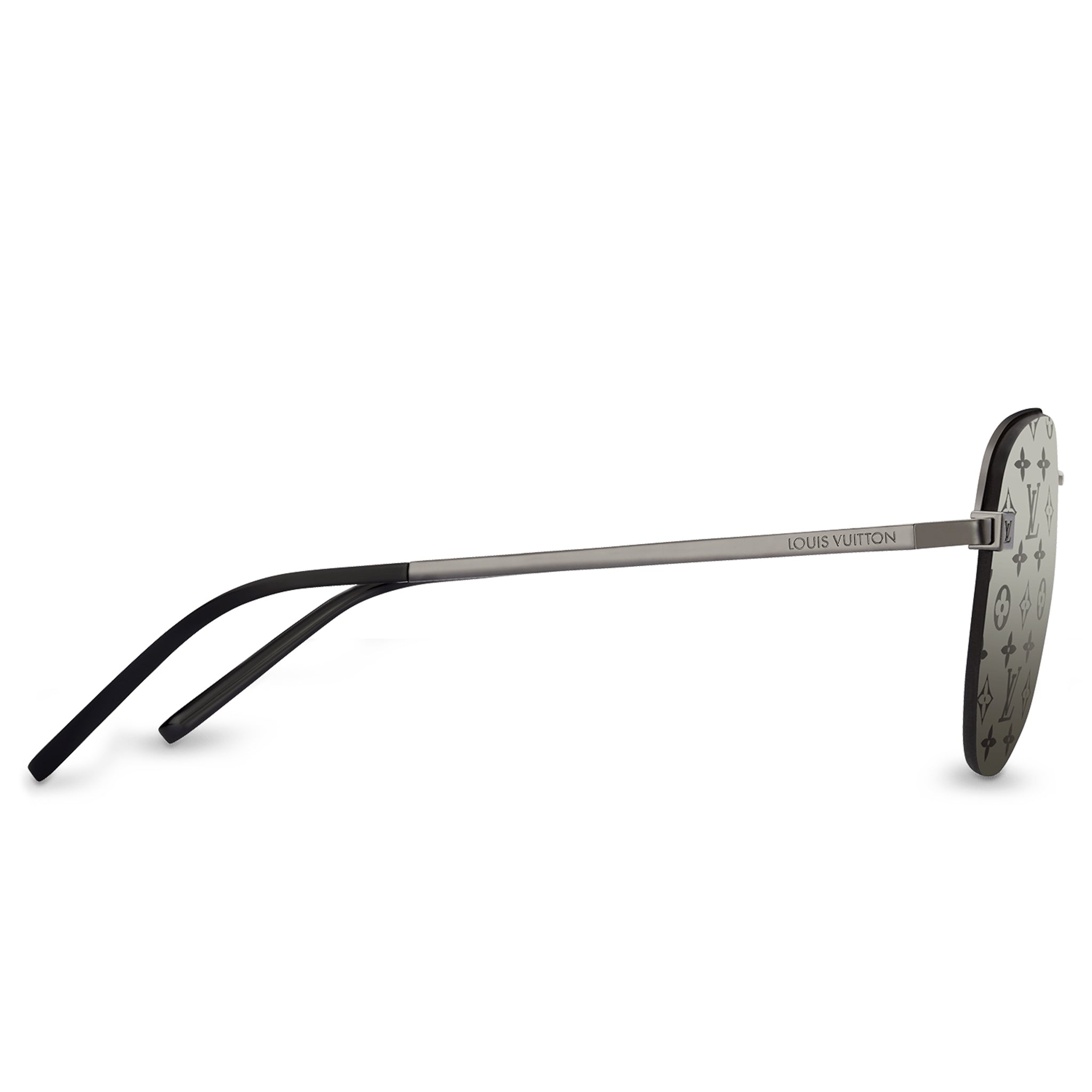 Side side view of Louis Vuitton Clockwise Monogram Dark Gun Sunglasses I20961A00004M2876999