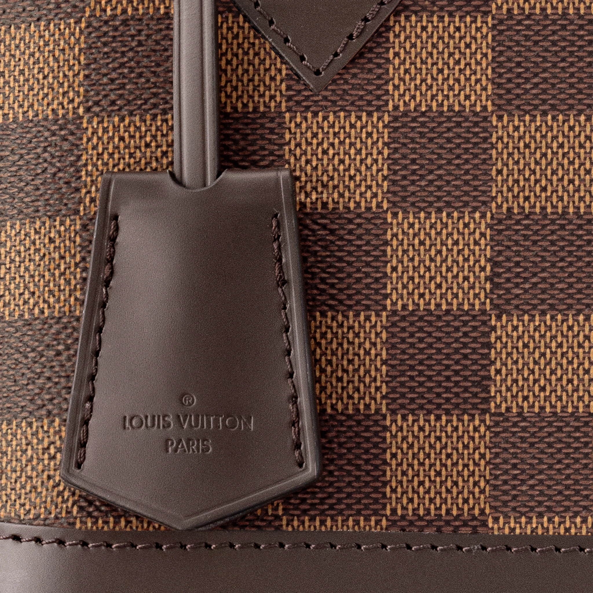 Detail view of Louis Vuitton Damier Ebene Canvas Alma BB Bag 006420