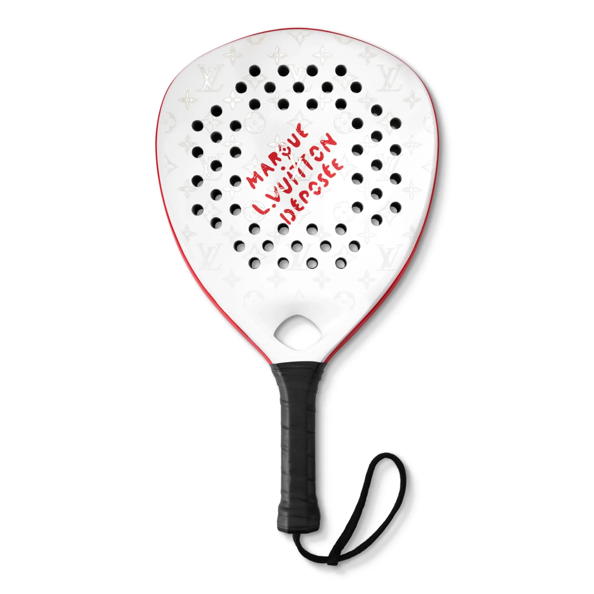 Front View of Louis Vuitton Deposee White Padel Racket GI1639