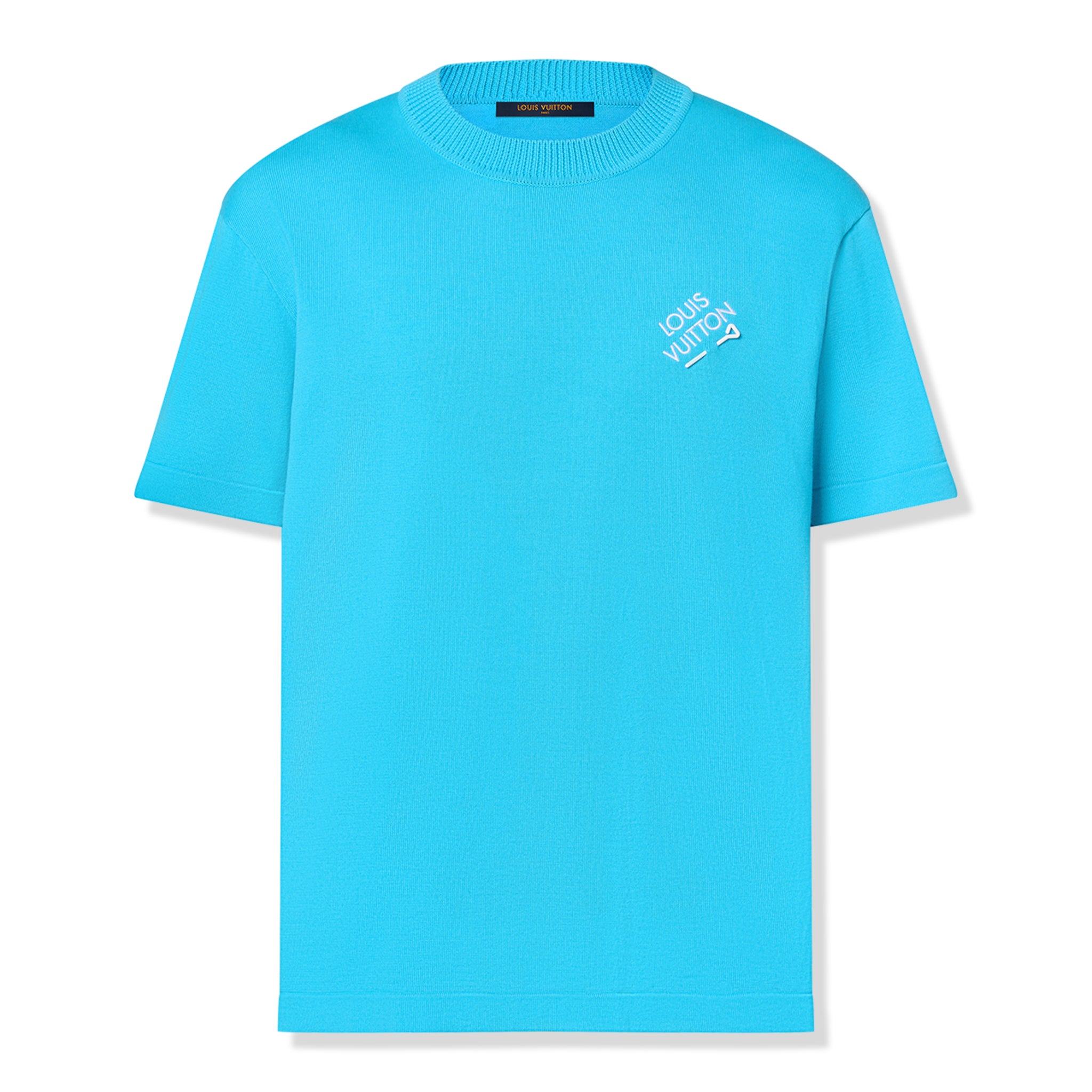 Louis Vuitton Light Blue Cotton Logo Embroidered Crewneck T-Shirt