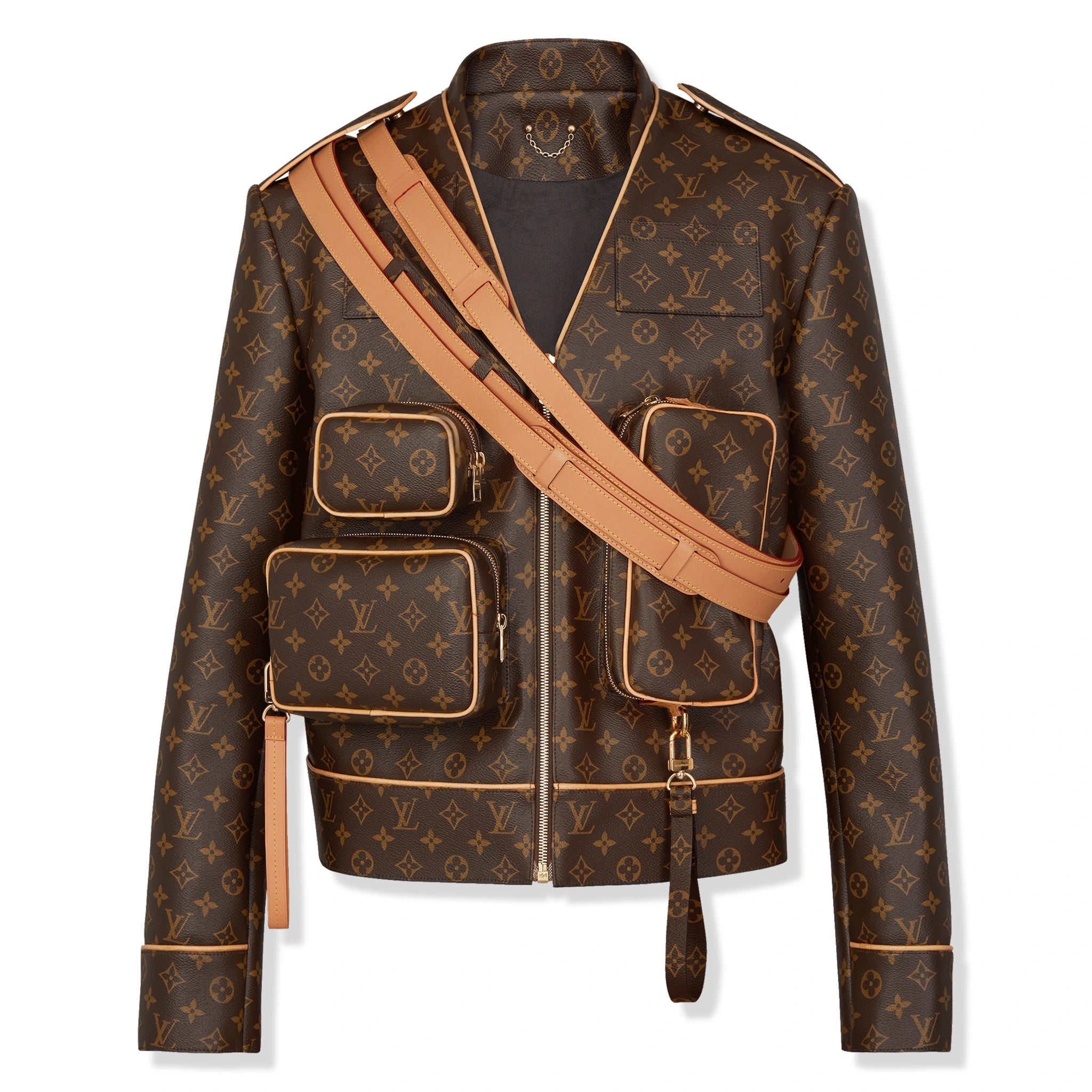 Front view of Louis Vuitton LV Monogram Admiral Brown Jacket NVPROD1630278V