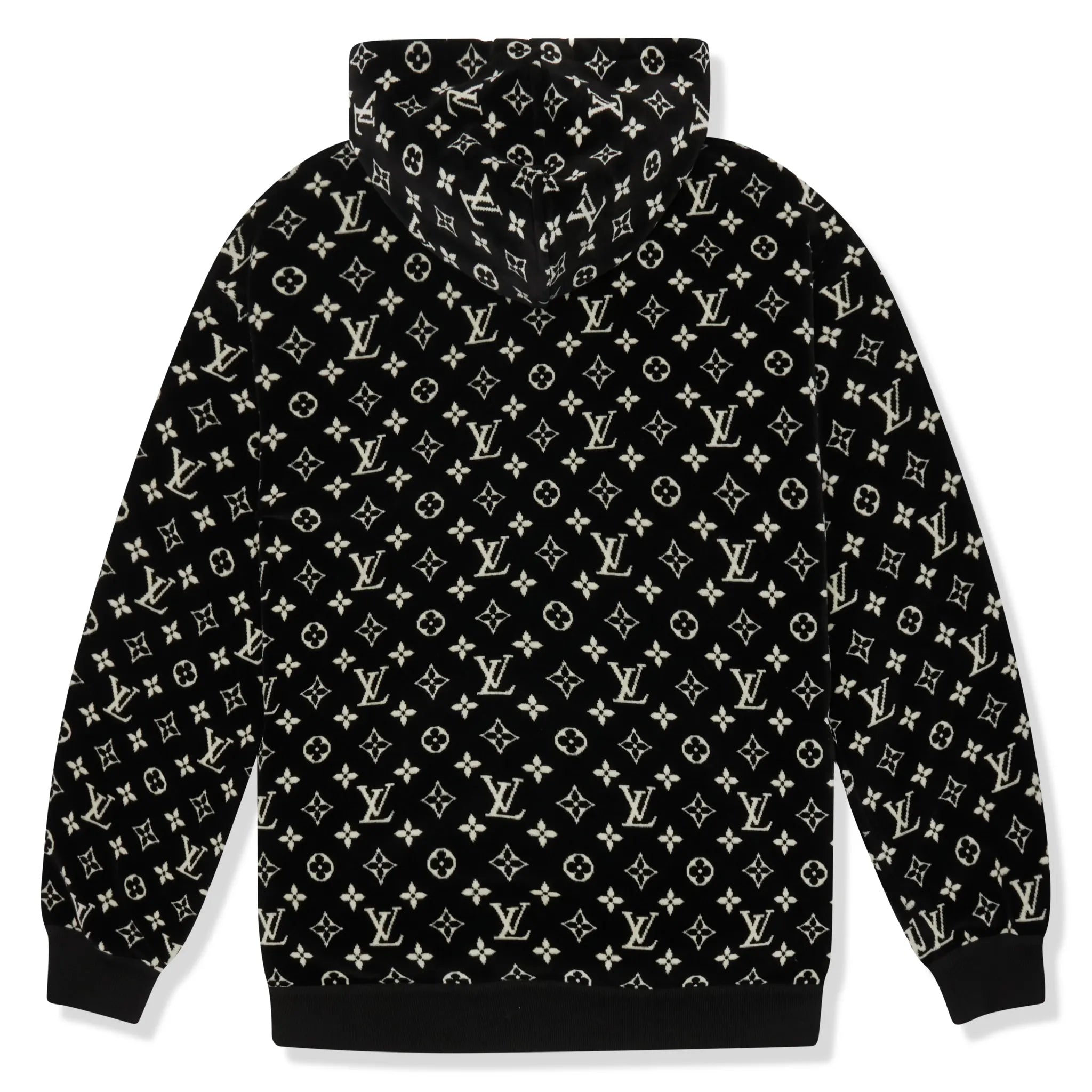 Back View of Louis Vuitton LV Monogram Oversized Black White Hoodie 1AAKV1
