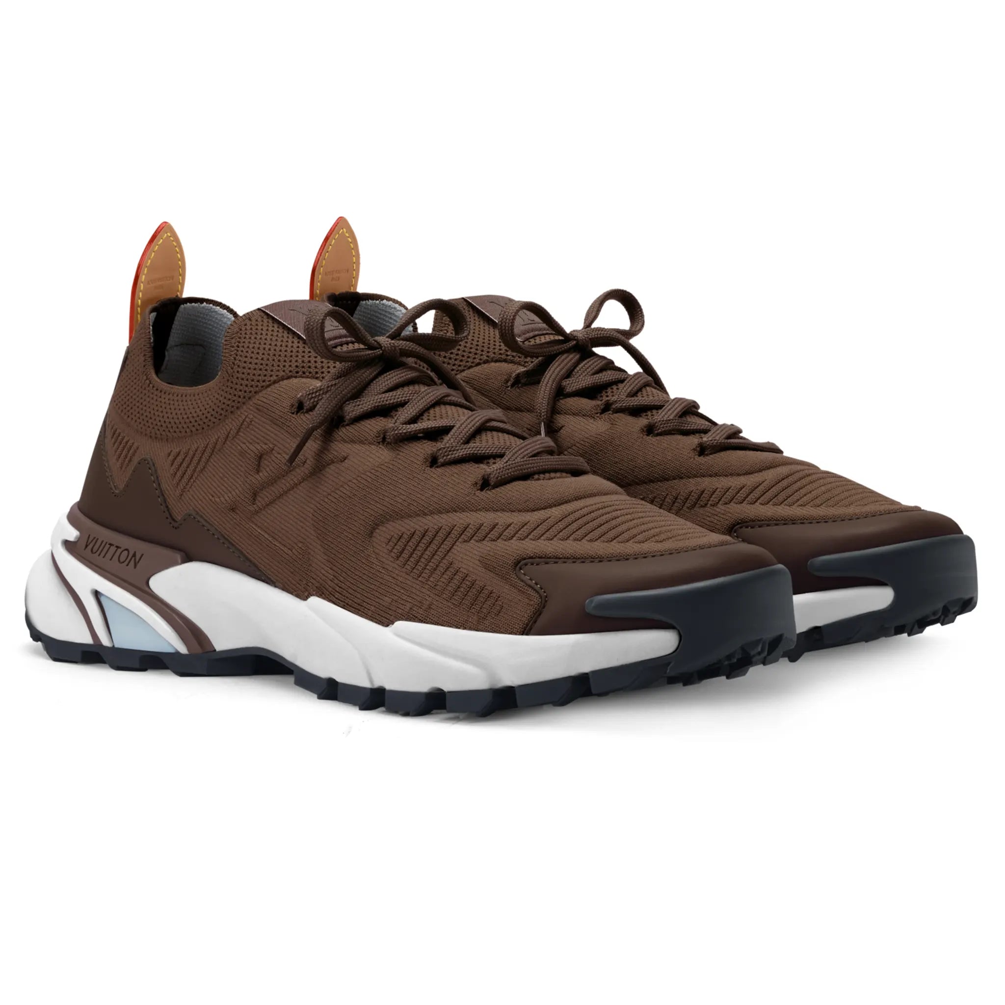 Front Side View of Louis Vuitton LV Runner Tatic Brown Sneaker NVPROD6360116V