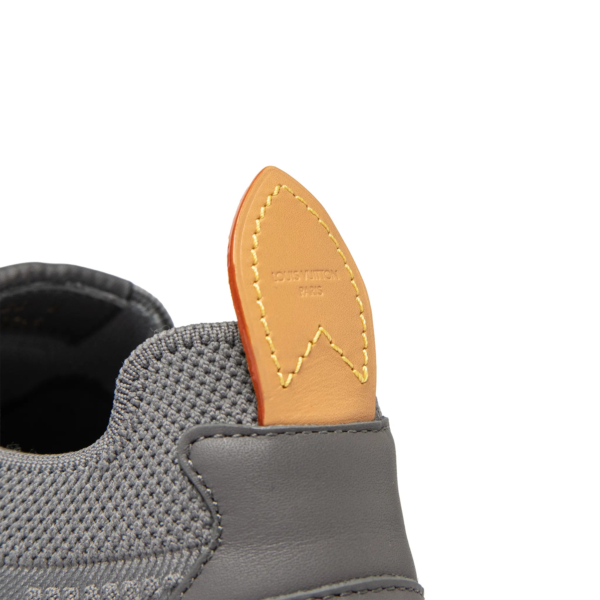 Heel Tab View of Louis Vuitton LV Runner Tatic Grey Sneaker