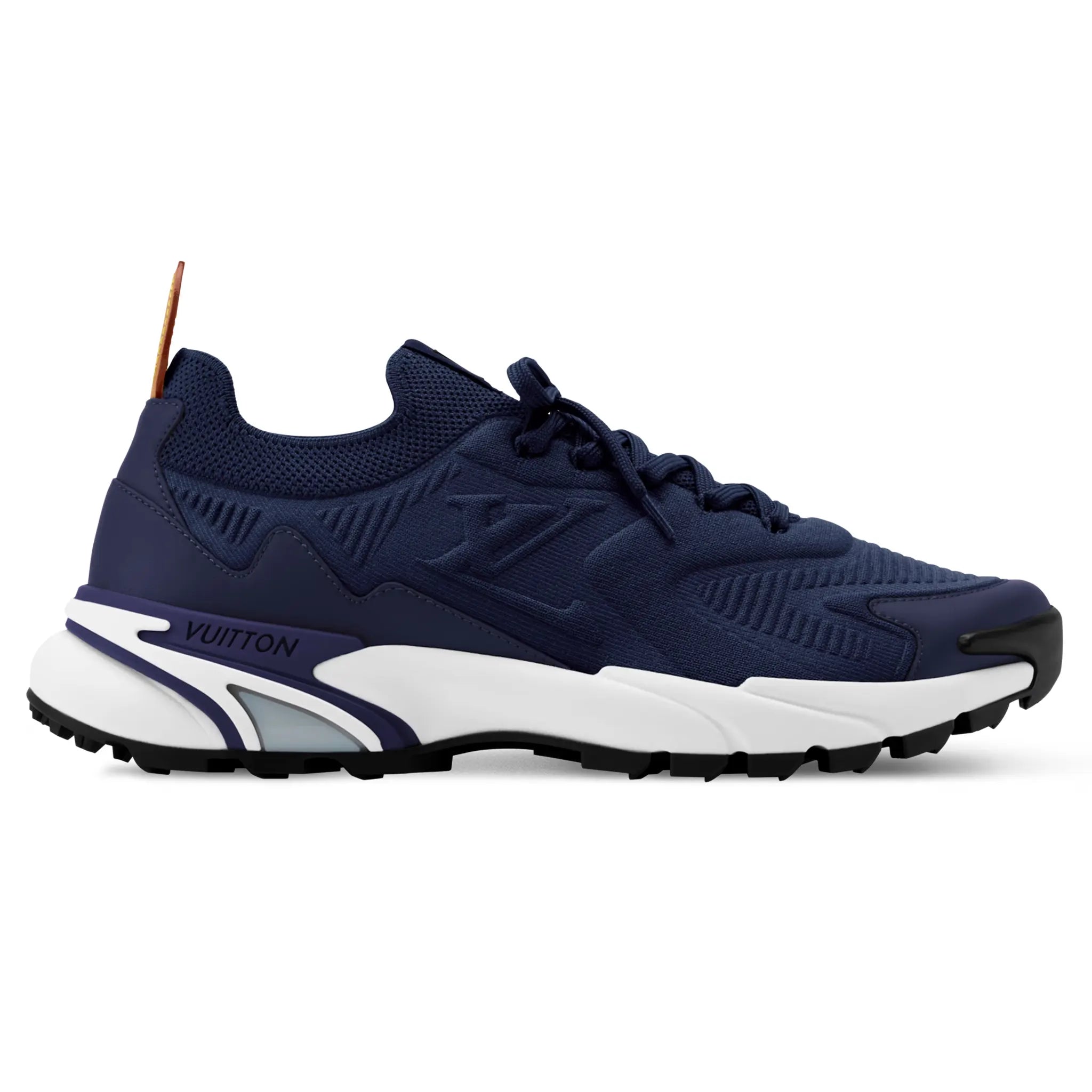 Side View of Louis Vuitton LV Runner Tatic Navy Sneaker 1AILJW