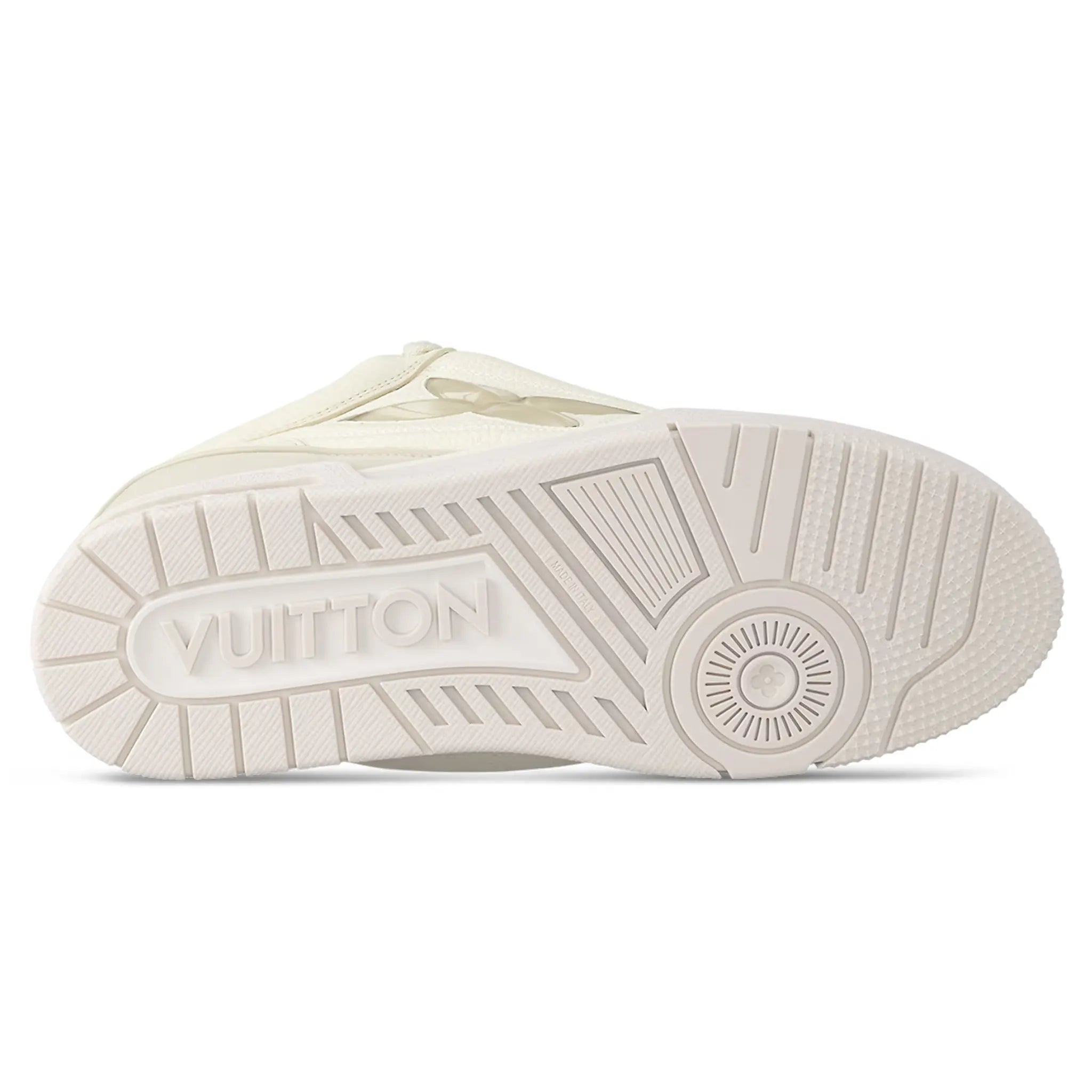 Sole view of Louis Vuitton LV Skate Trainer White Sneaker