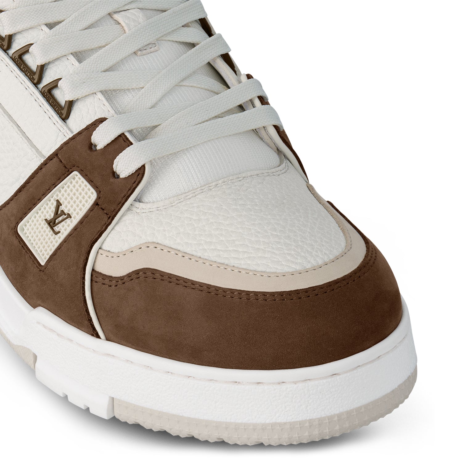 Toe view of Louis Vuitton LV Trainer Calf Leather Moka Sneaker NVPROD4280067V