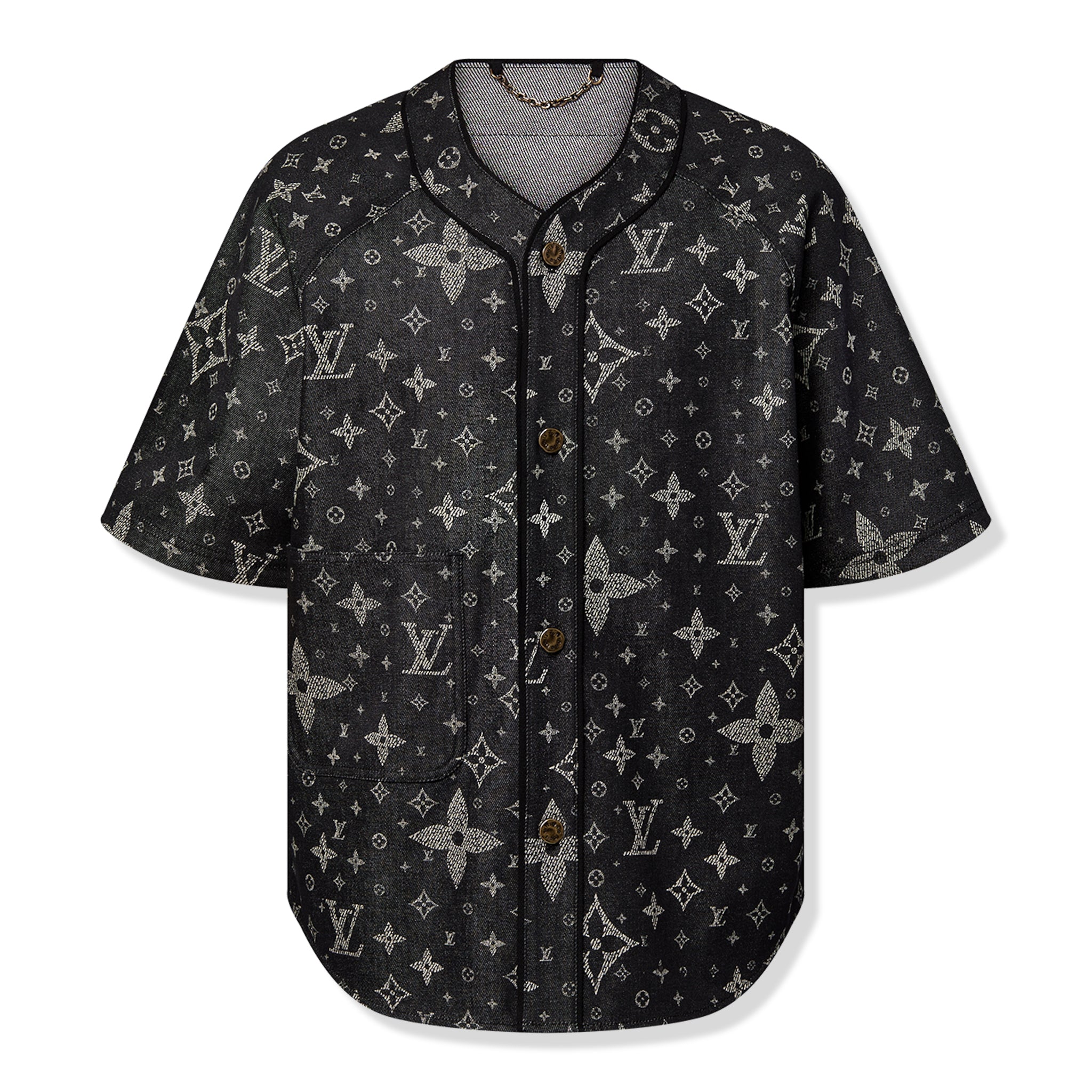 Louis Vuitton Monogram Denim Black Baseball Shirt - L / Black