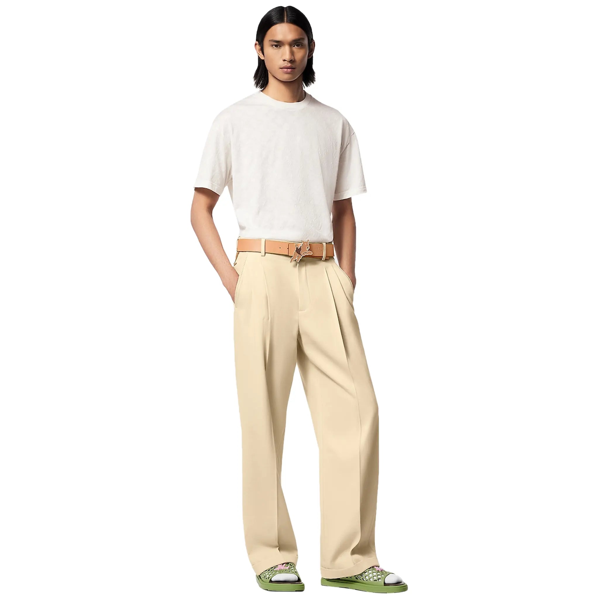 full model view of Louis Vuitton Monogram Fil Coupe Cotton White T Shirt