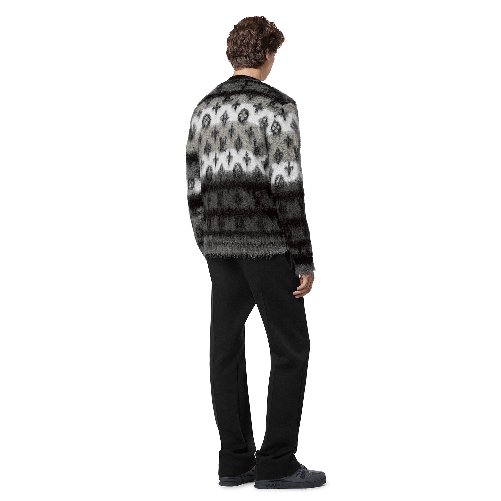 Model Back view of Louis Vuitton Monogram Mohair Multicoloured Cardigan NVPROD4830077V