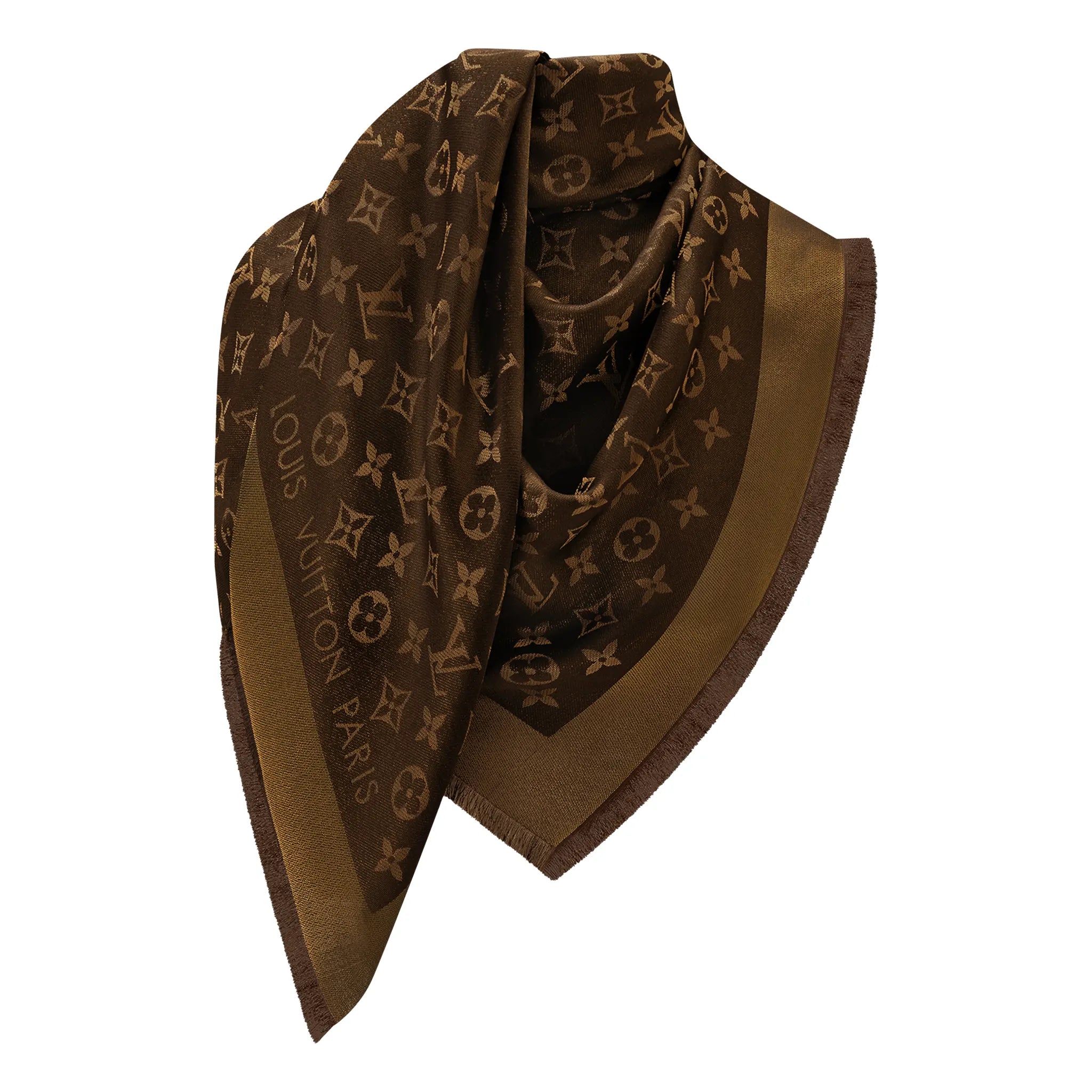 Detailed View of Louis Vuitton Monogram Shine Brown Shawl M75122