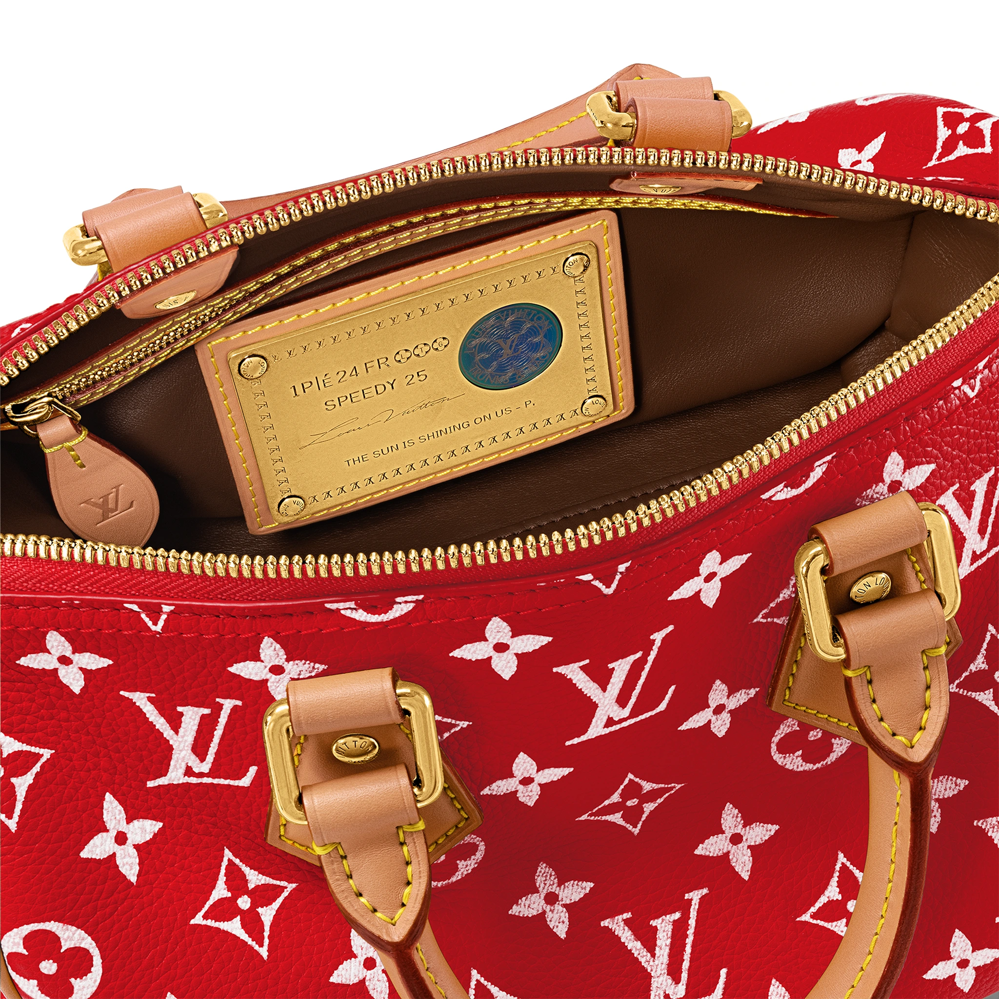 Top zip view of Louis Vuitton Monogram Speedy P9 Red Bandoulière 25 NVPROD4900031V