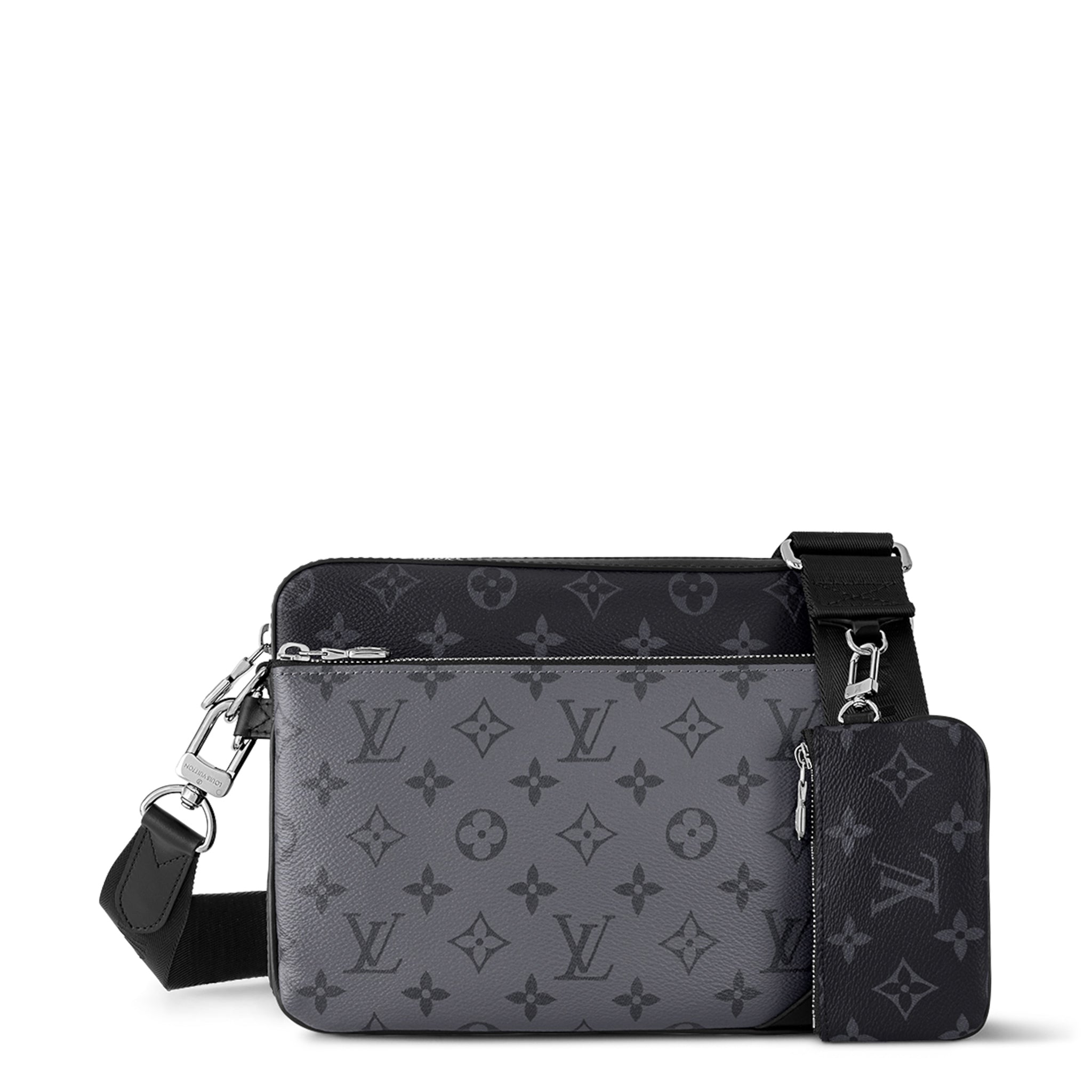 Front view of Louis Vuitton Monogram Trio Messenger Bag Black Grey NVPROD2320039V