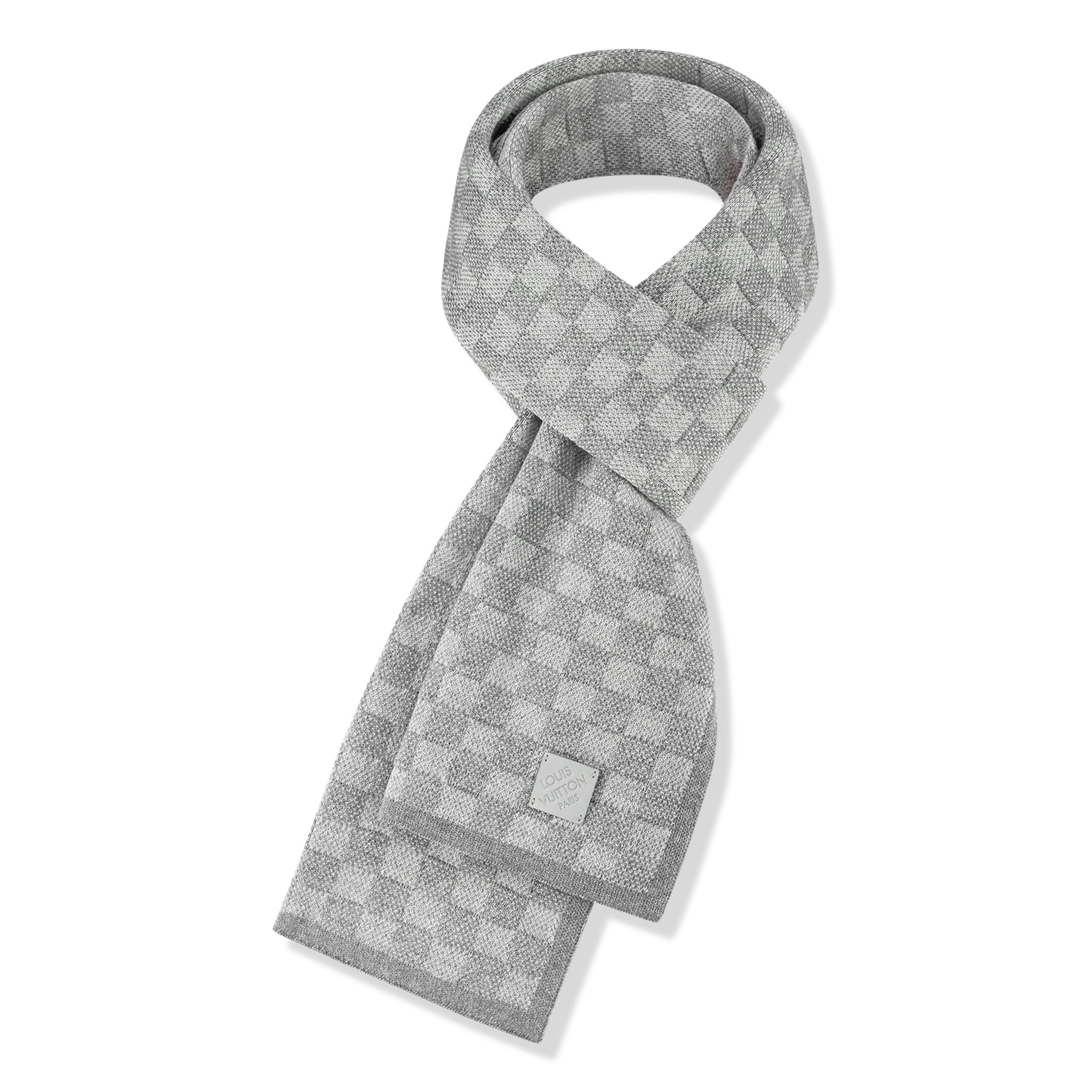 Front view of Louis Vuitton Néo Petit Damier Grey Beanie & Scarf NVPROD3920087V