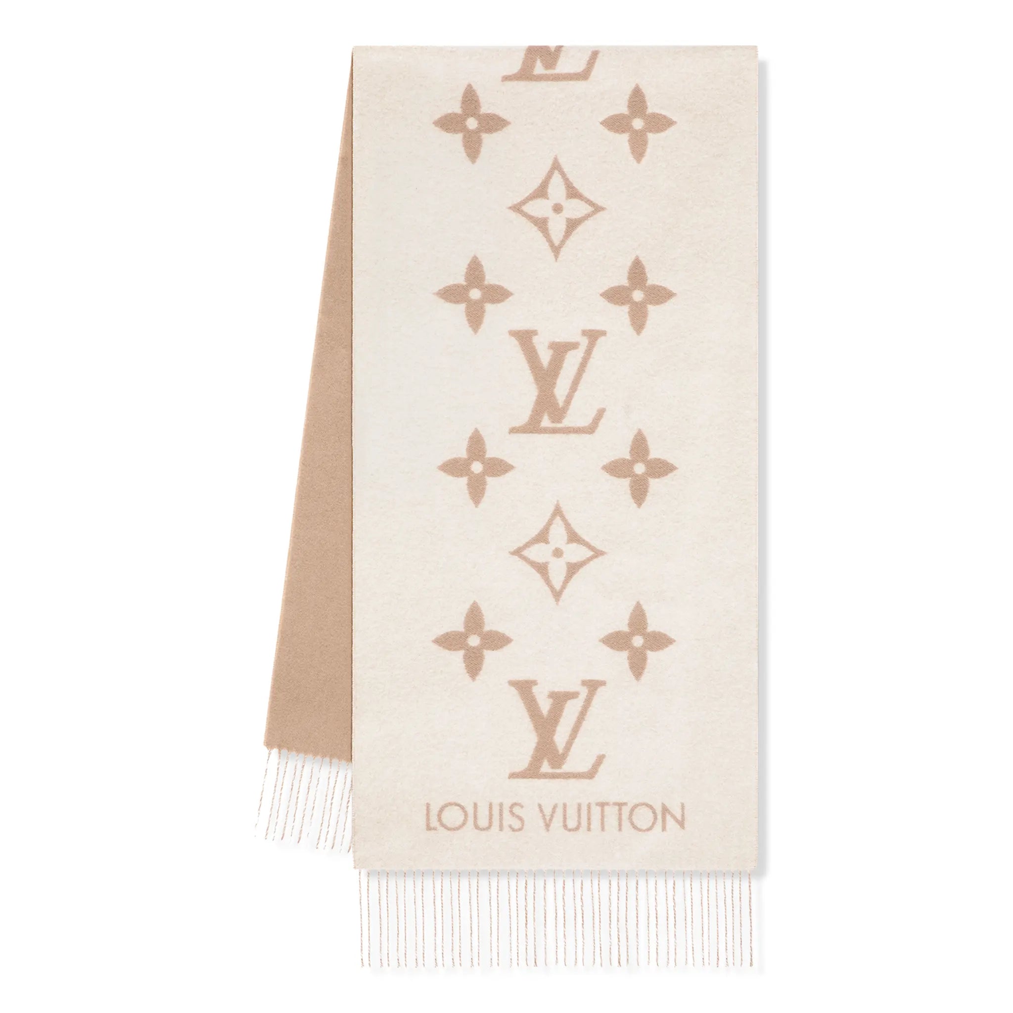 Front View of Louis Vuitton Reykjavik Beige Clair Scarf M78123