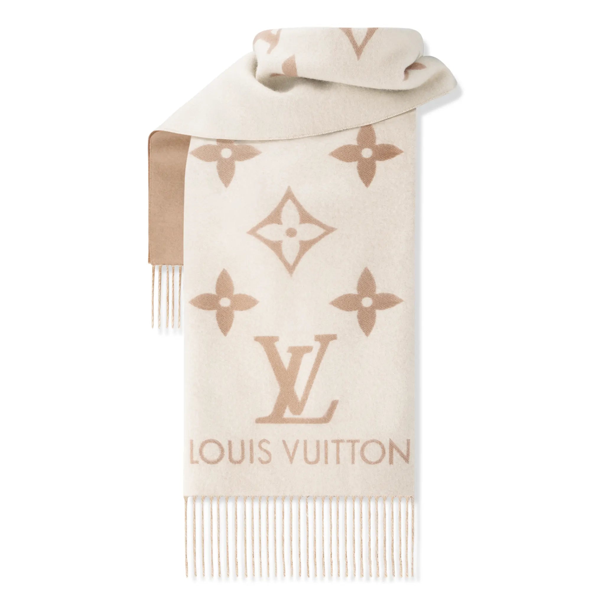 Front View of Louis Vuitton Reykjavik Beige Clair Scarf M78123